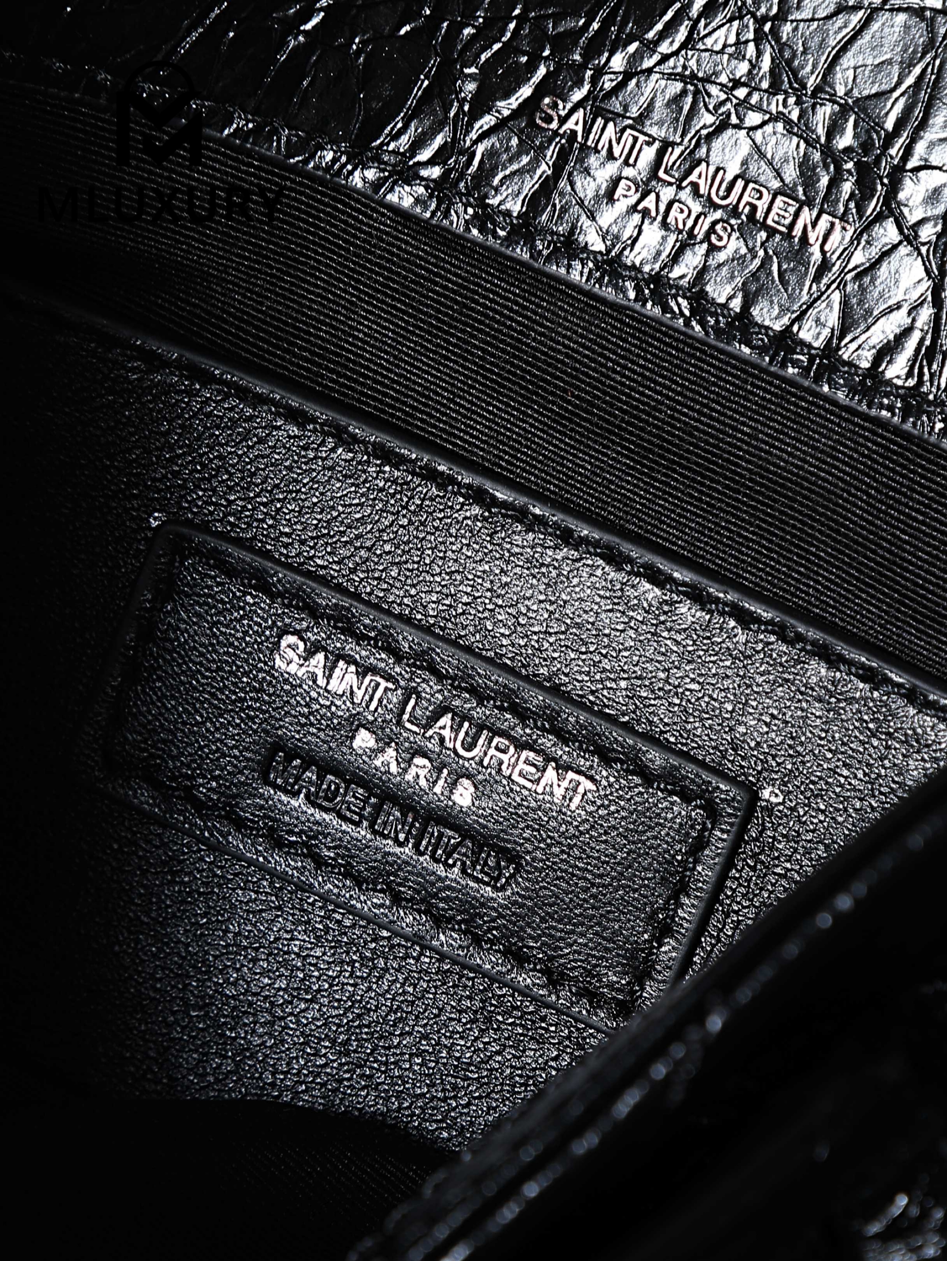 YSL Niki Black with Silver Buckle, Waxed Leather, 22cm