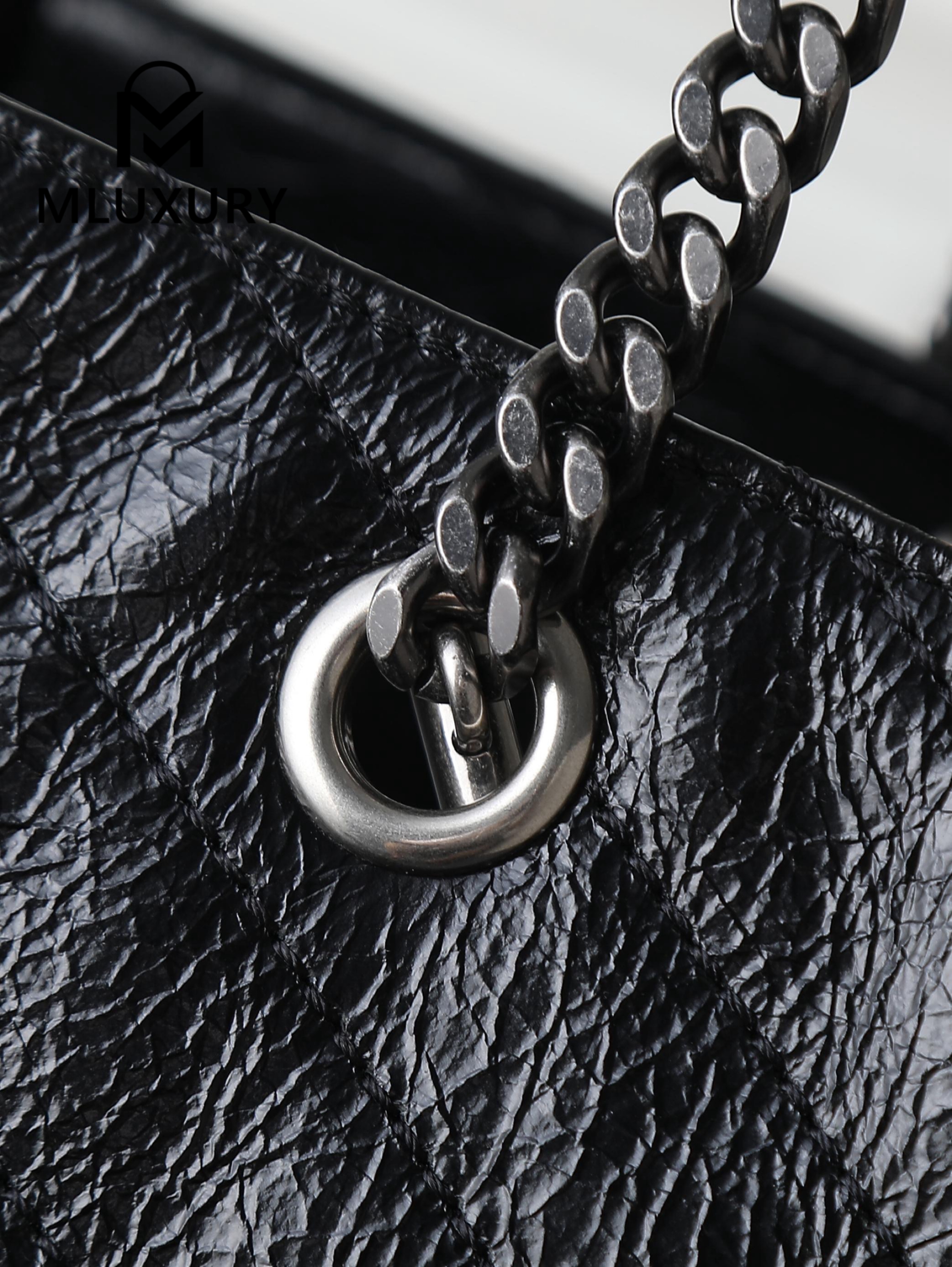 YSL Niki Small Shopping Bag, Black & Silver