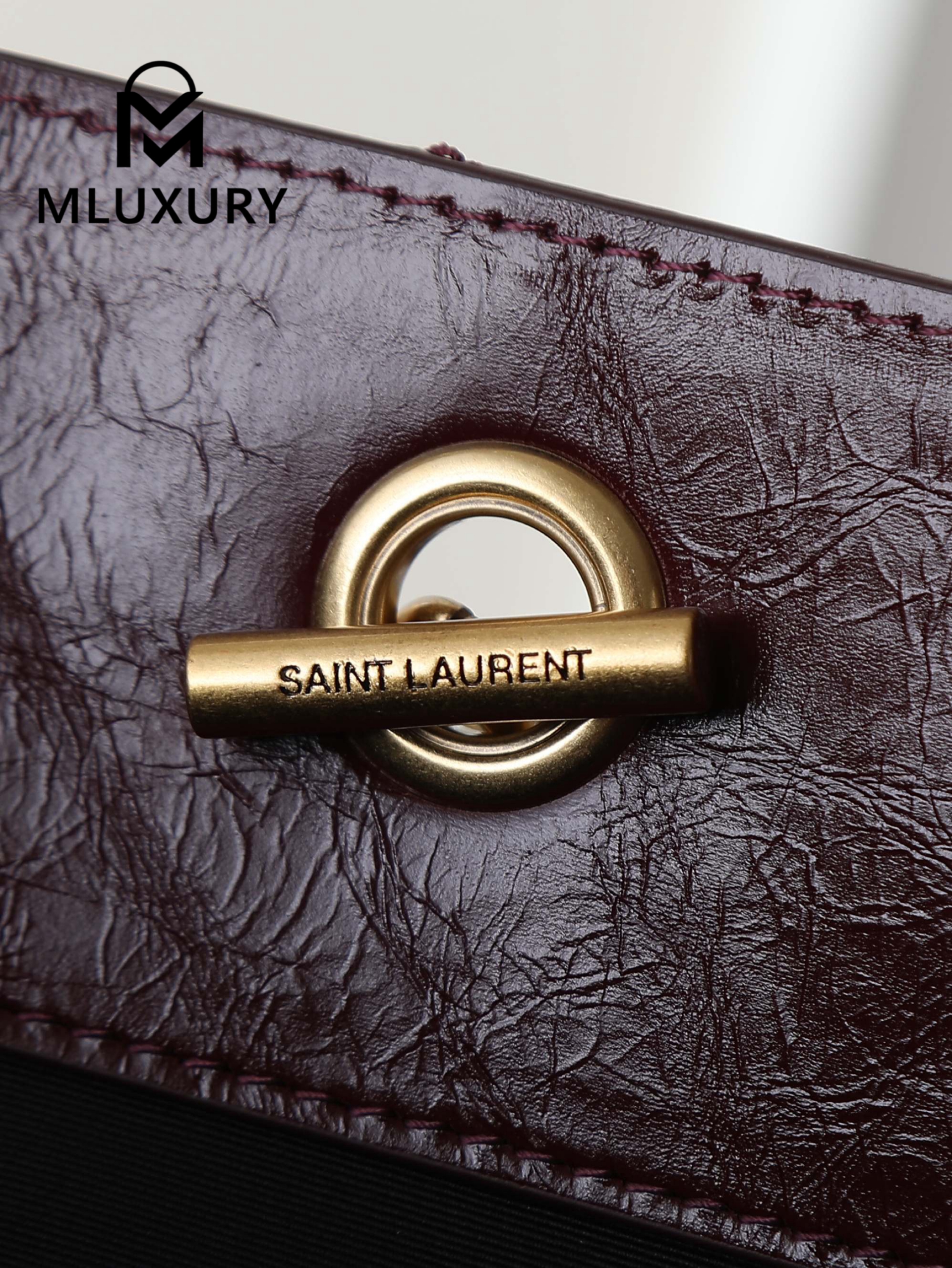 YSL Niki Small Shopping Bag, Large Size, Red&Gold