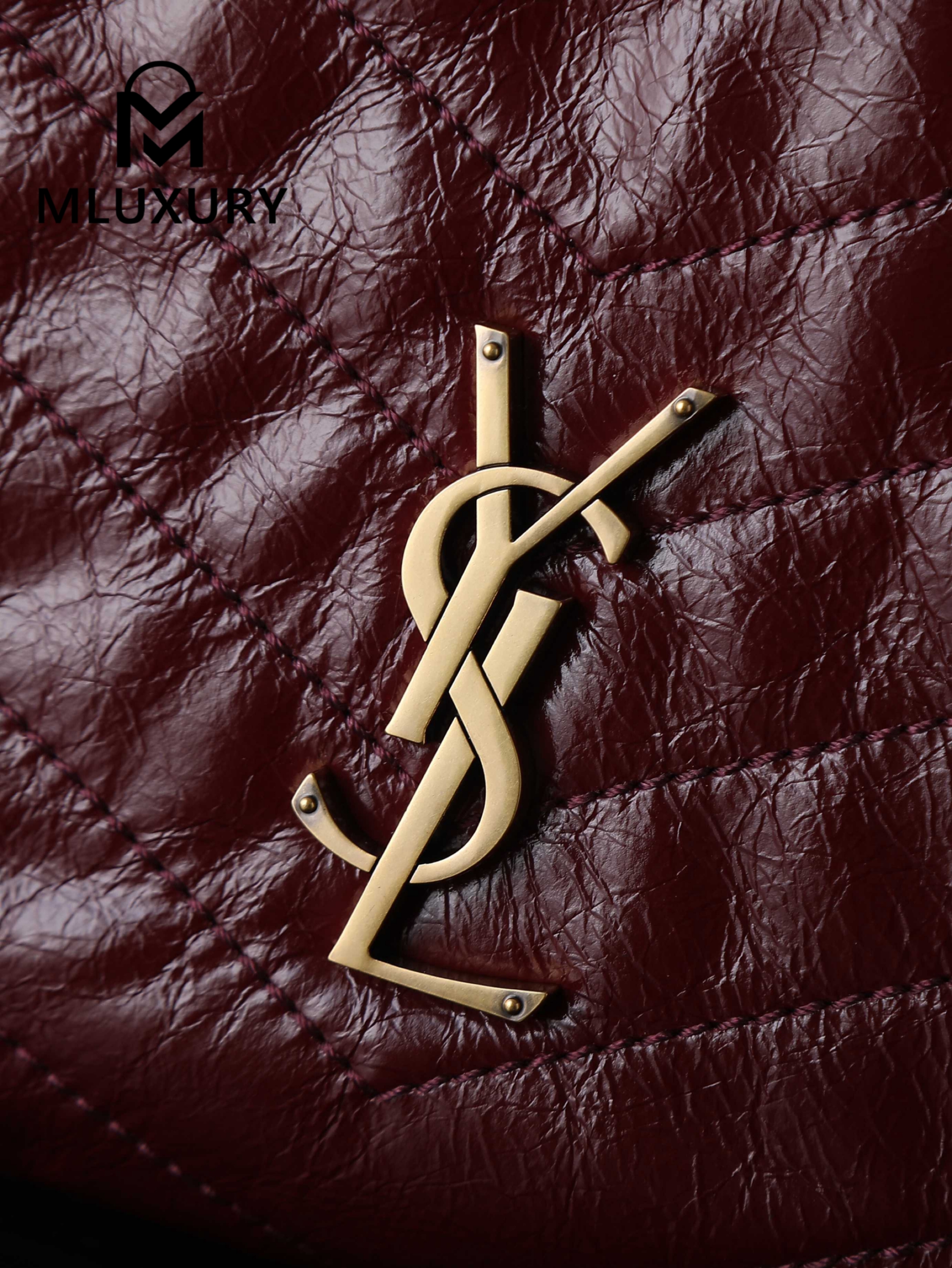 YSL Niki Small Shopping Bag, Large Size, Red&Gold