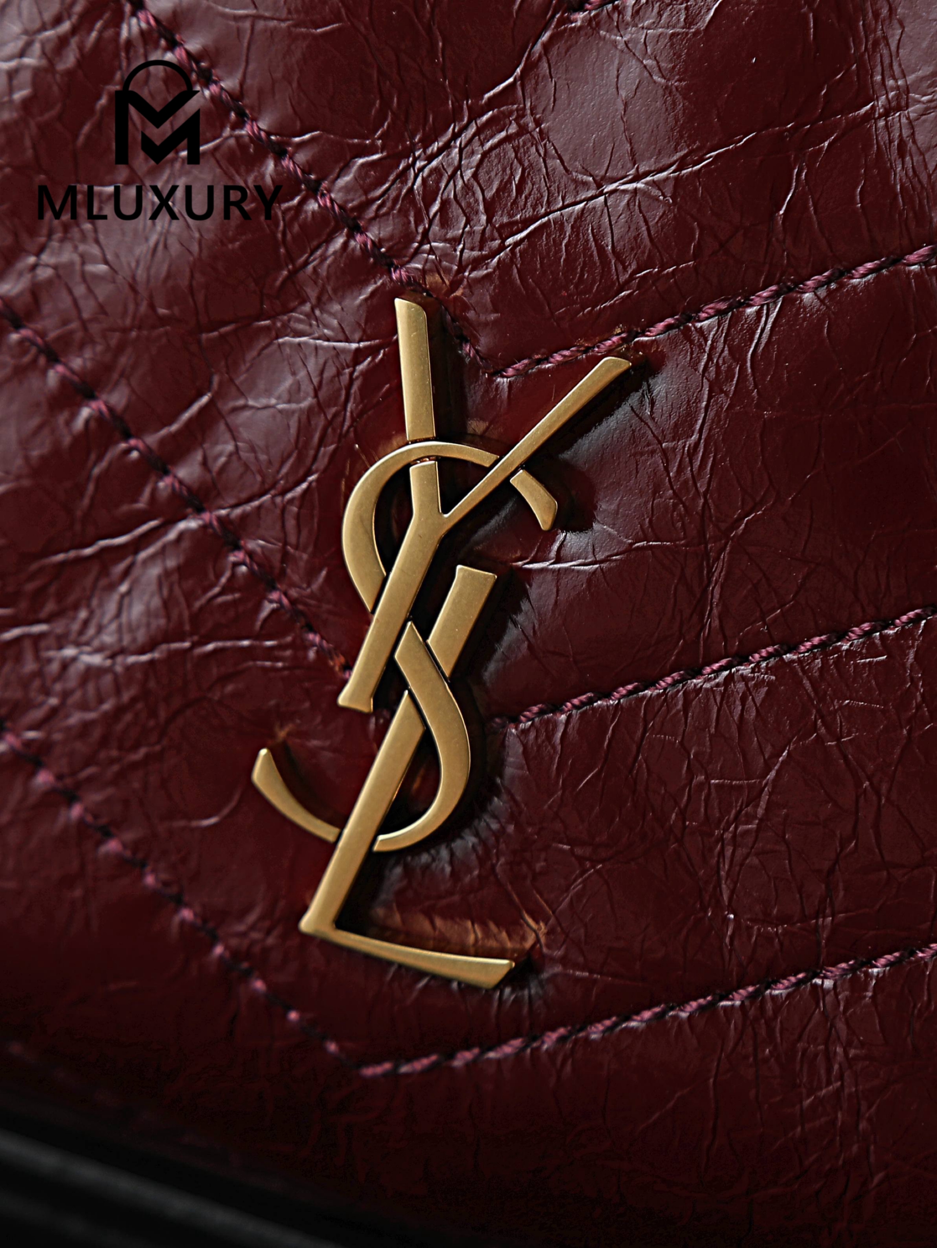 YSL Niki Small Shopping Bag, Small Size, Red&Gold