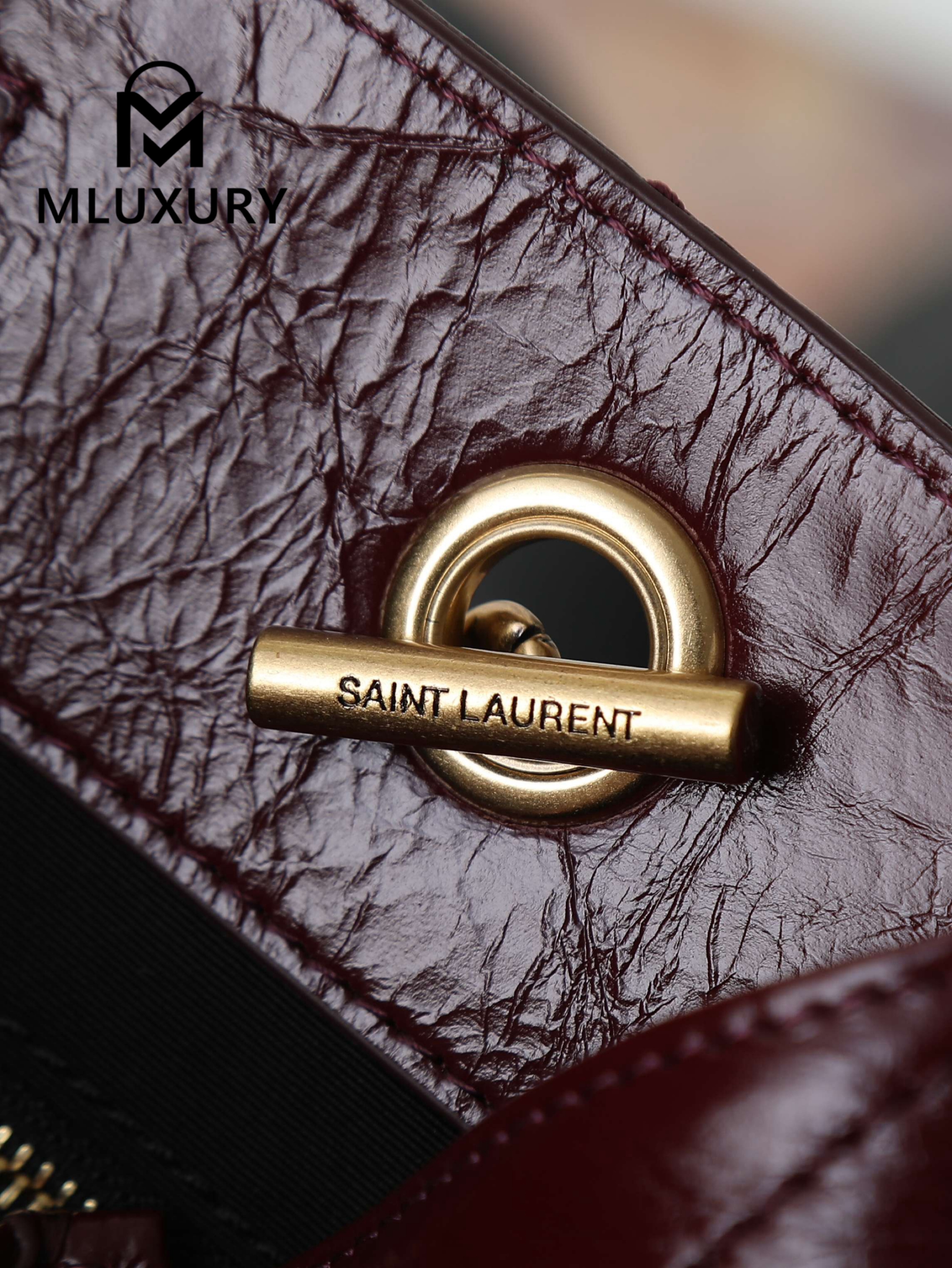 YSL Niki Small Shopping Bag, Small Size, Red&Gold