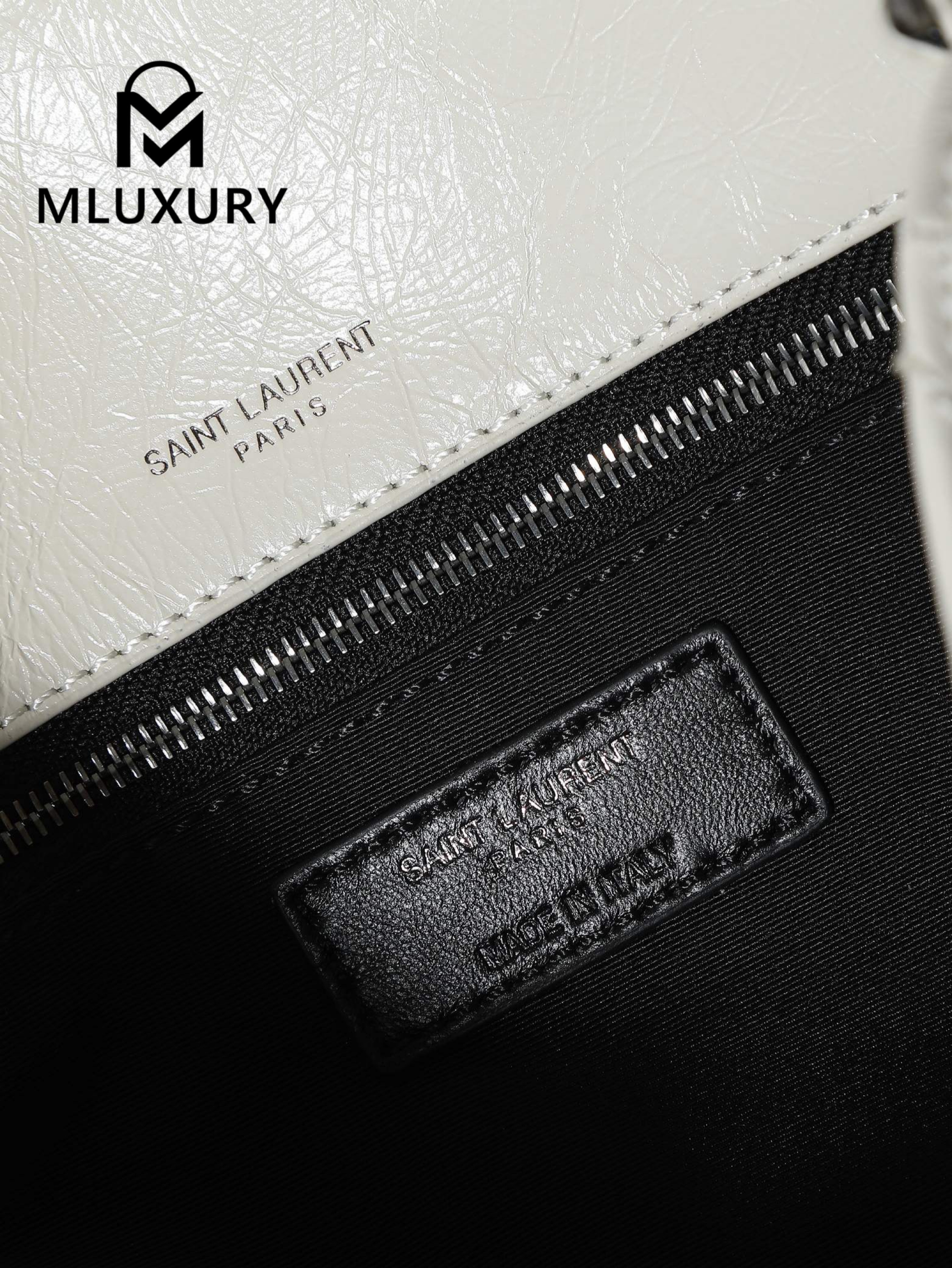 YSL Niki Off-White Oiled Wax Leather · 28cm