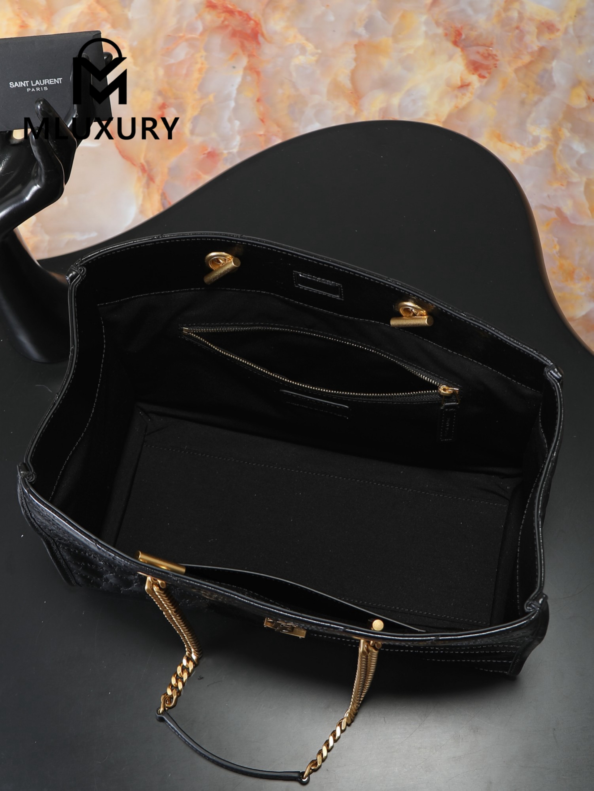 YSL Niki Small Shopping Bag, Original Oil-Waxed Leather, Large Size