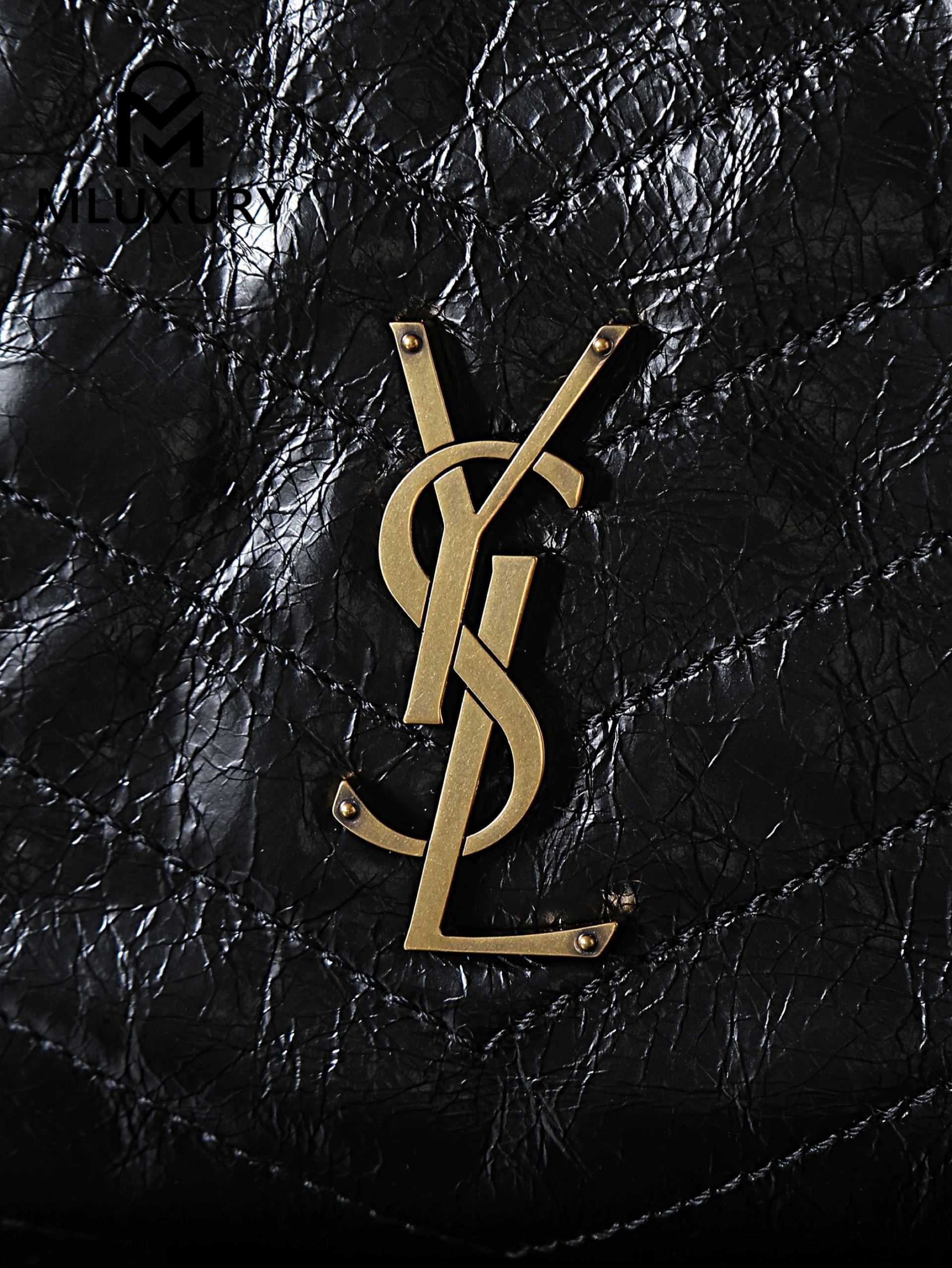 YSL Niki Small Shopping Bag, Original Oil-Waxed Leather, Large Size
