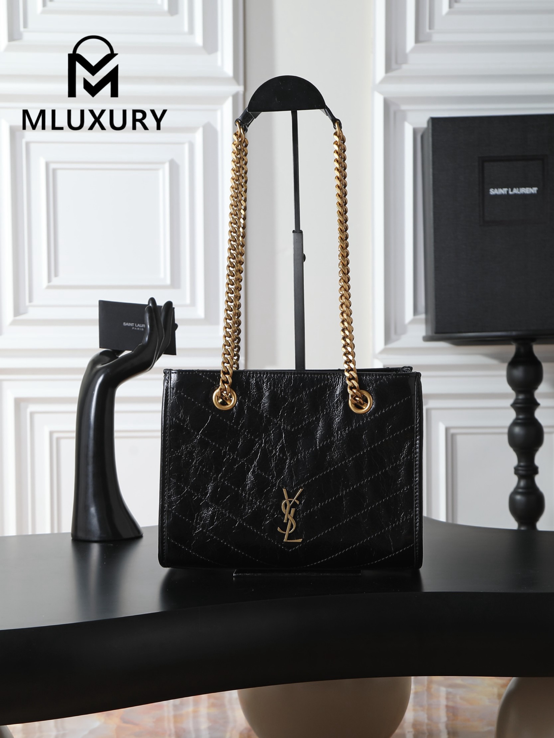 YSL Niki small shopping bag, original oil-waxed leather,Small size