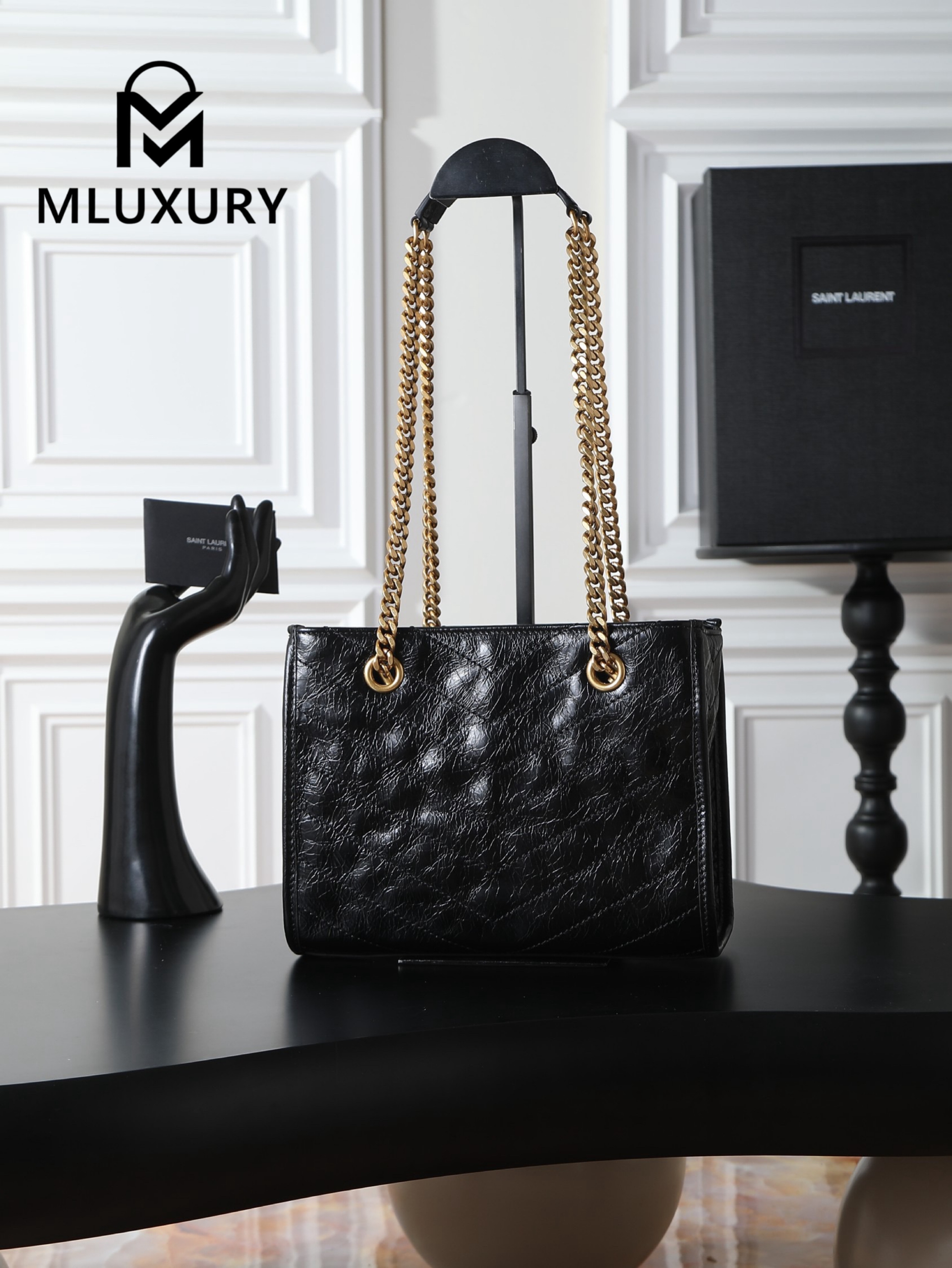YSL Niki small shopping bag, original oil-waxed leather,Small size