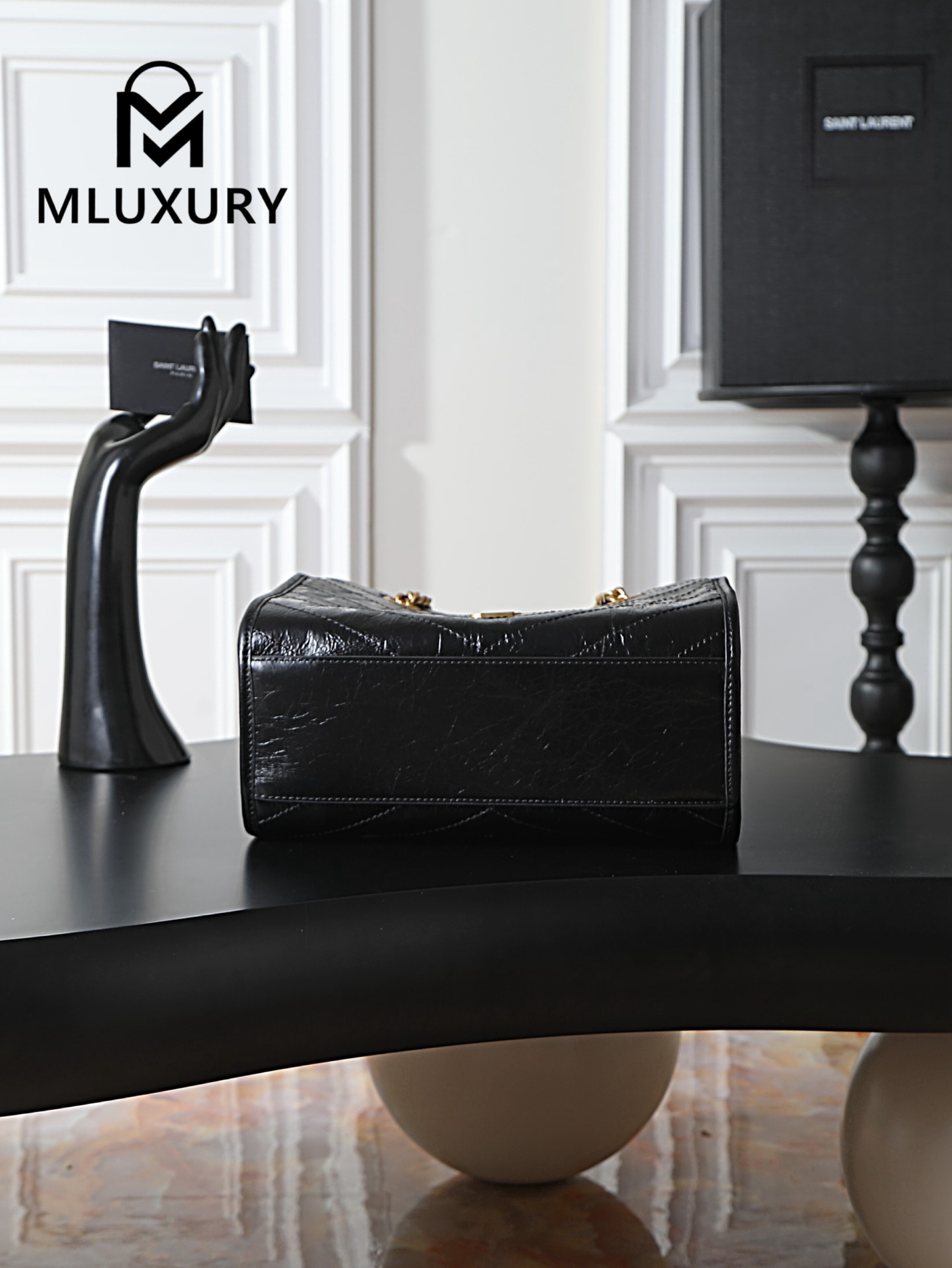 YSL Niki small shopping bag, original oil-waxed leather,Small size