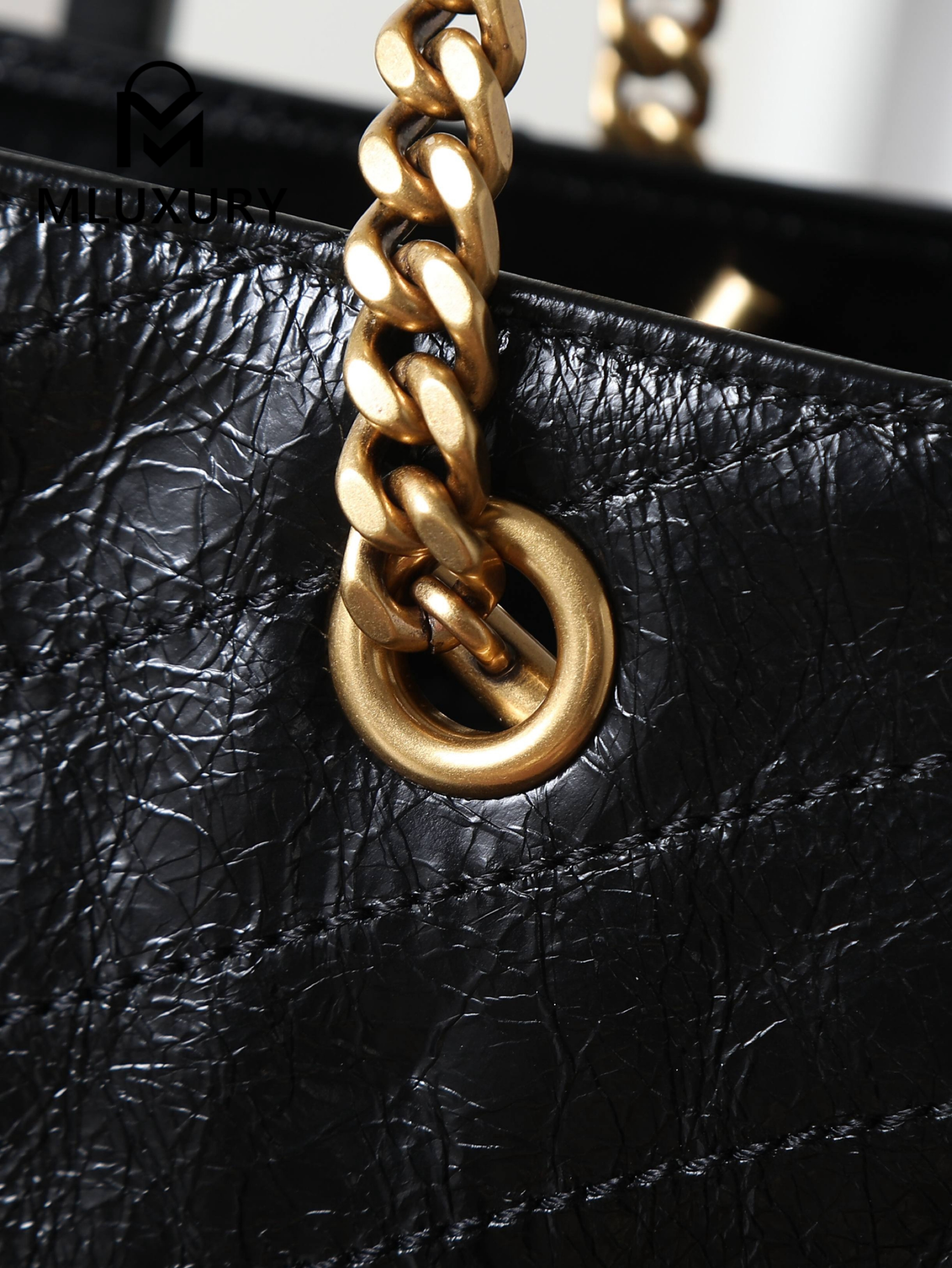 YSL Niki small shopping bag, original oil-waxed leather,Small size