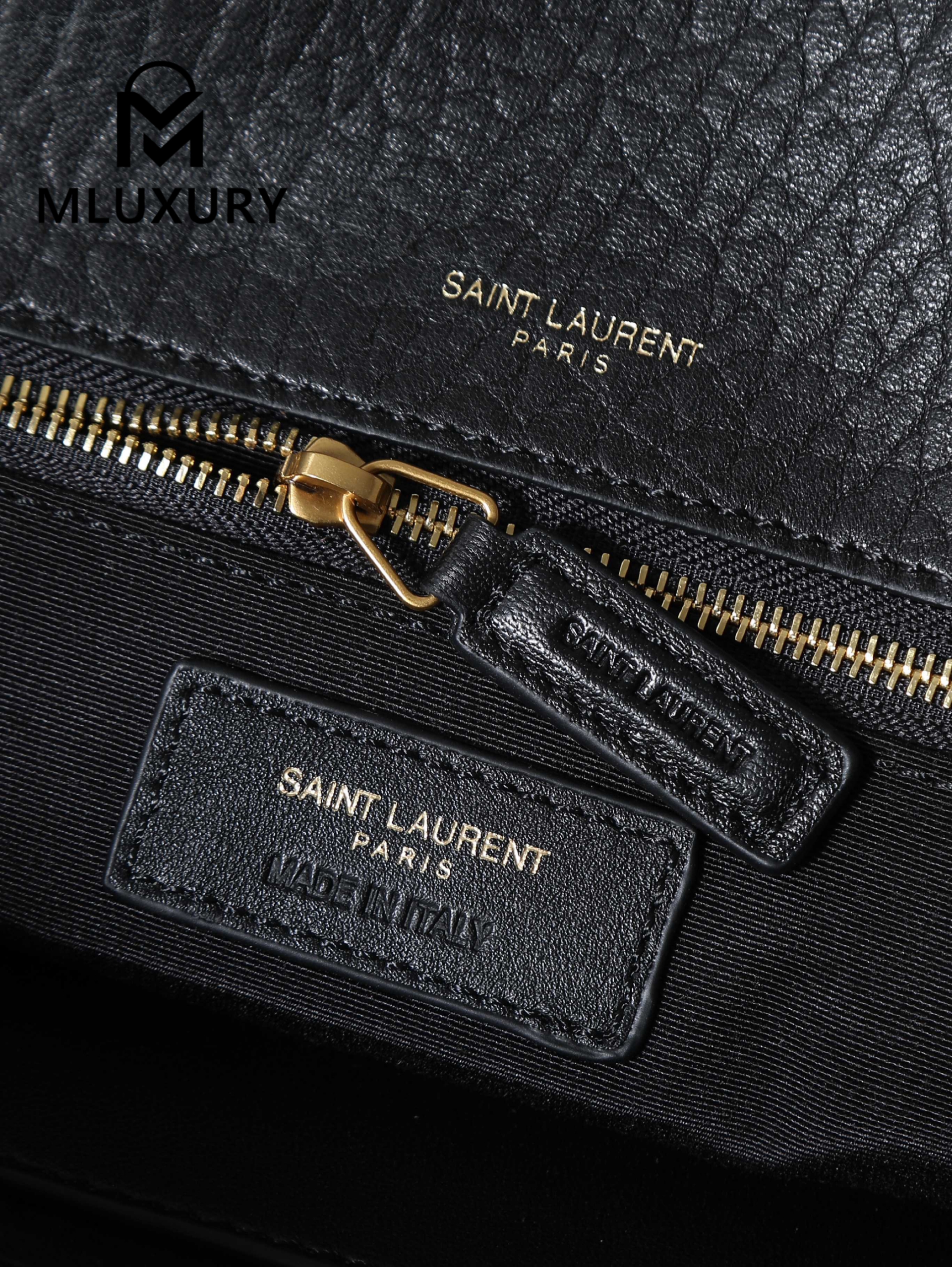YSL Black Elephant Print with Gold Hardware, 28cm