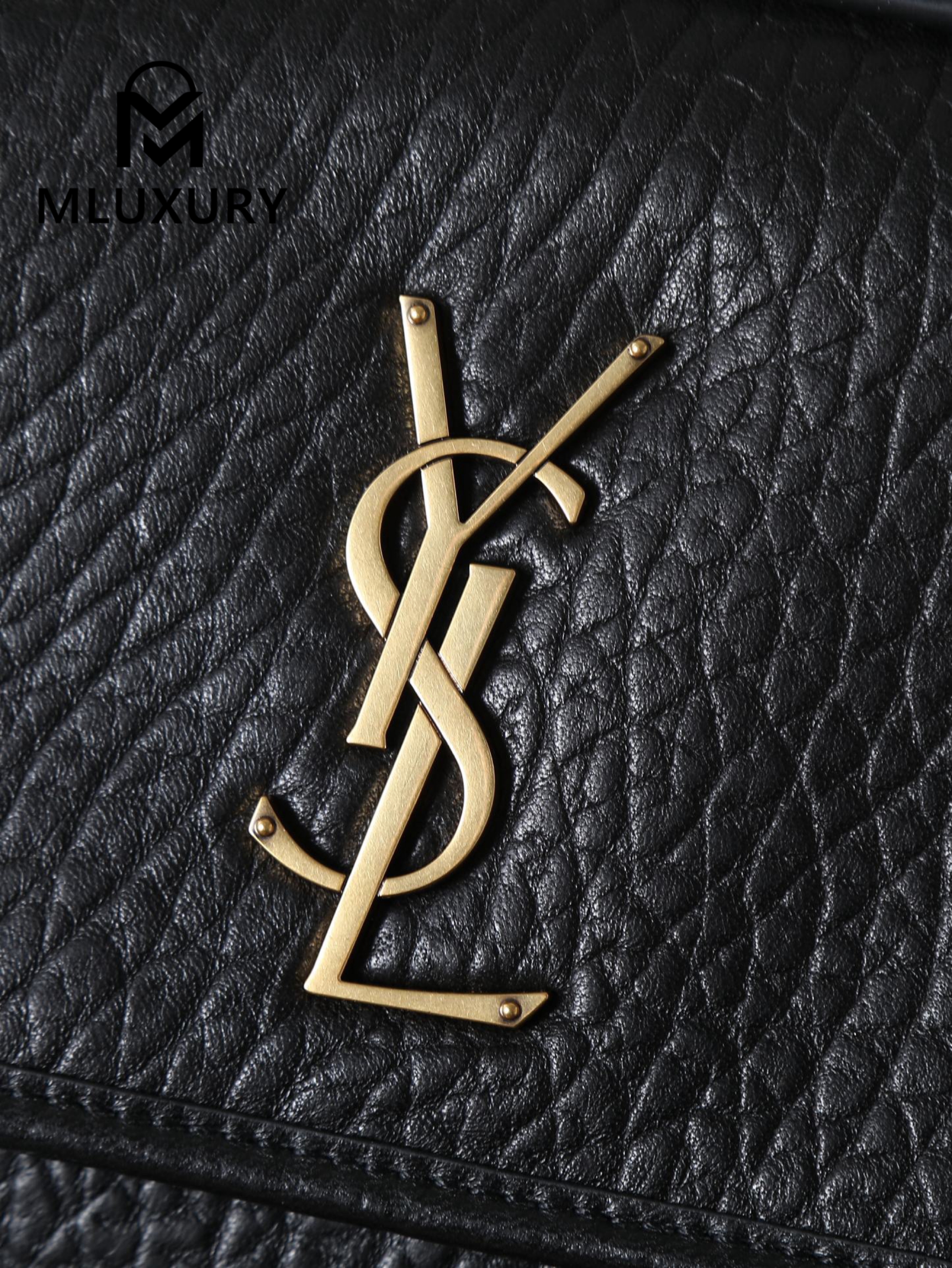 YSL Black Elephant Print with Gold Hardware, 28cm