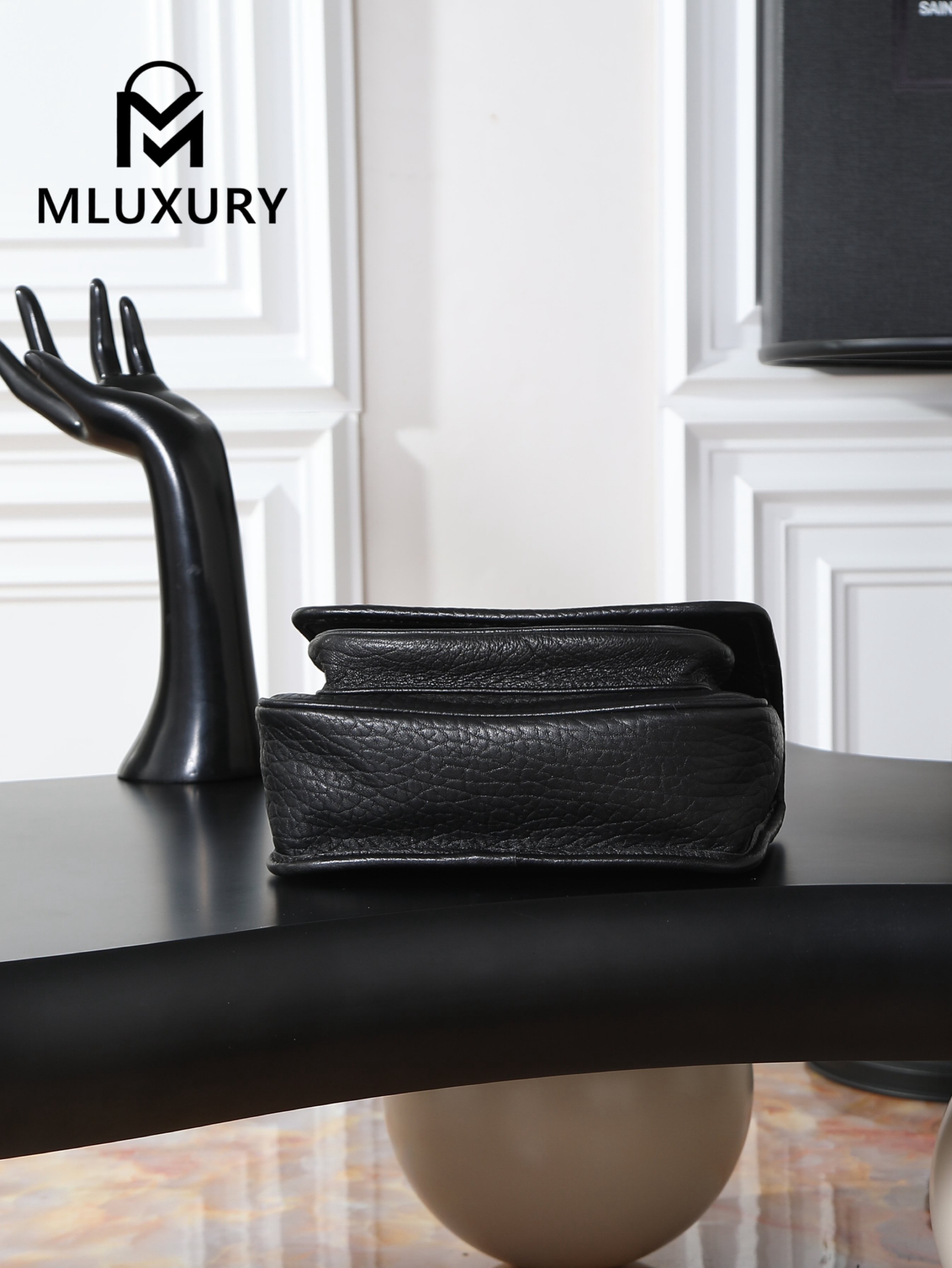YSL Black Elephant Print with Gold Hardware, 22cm