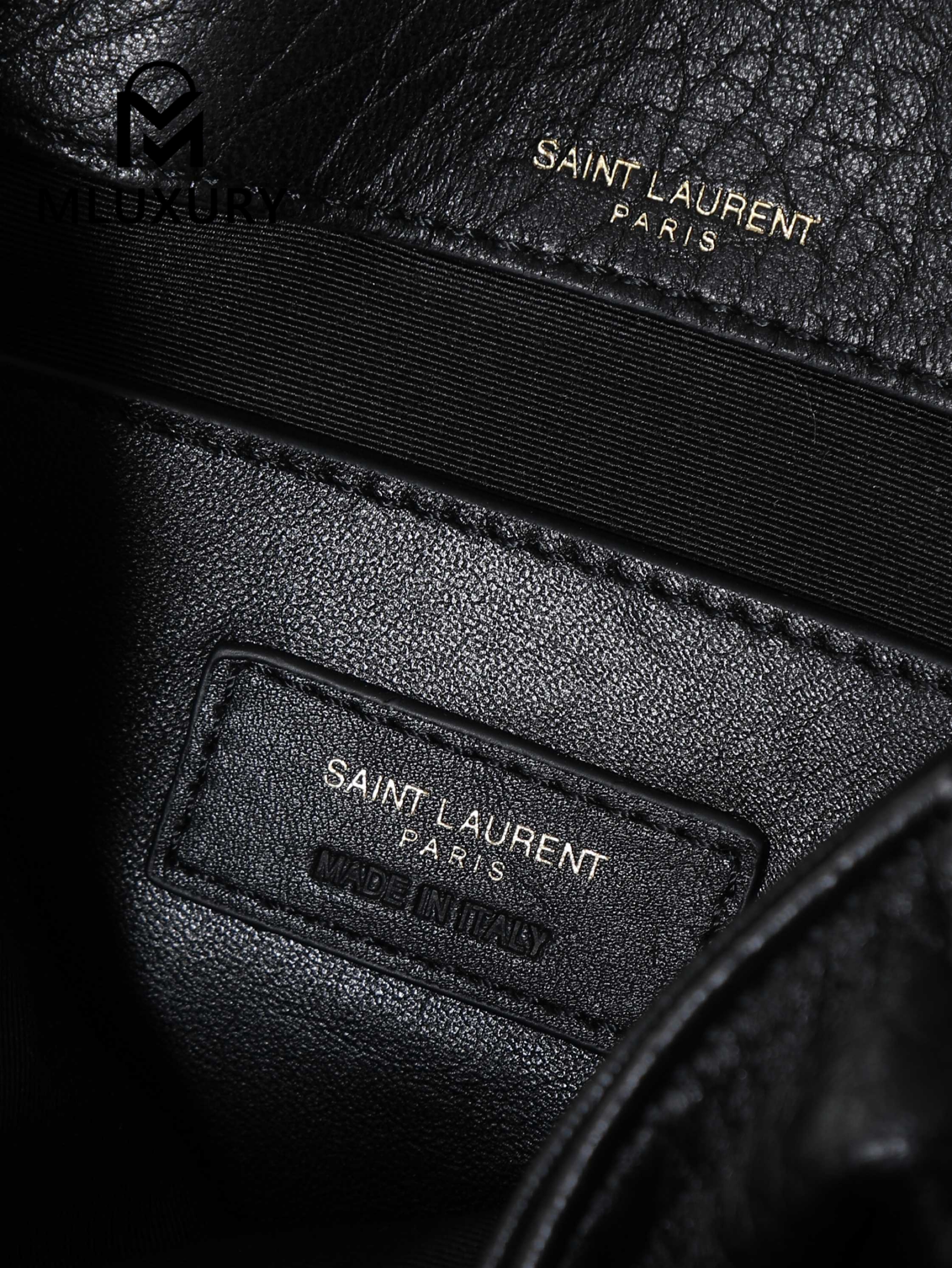 YSL Black Elephant Print with Gold Hardware, 22cm