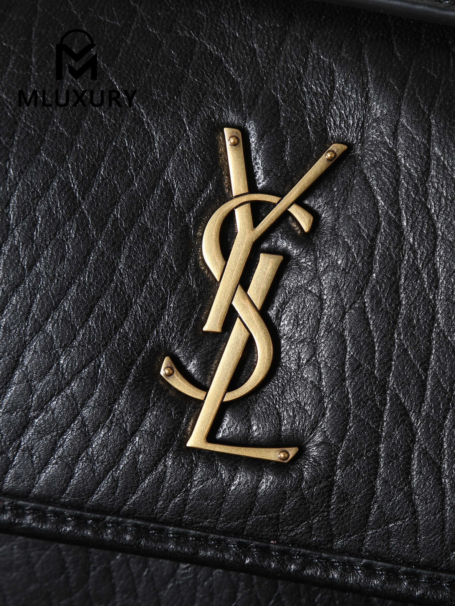YSL Black Elephant Print with Gold Hardware, 22cm