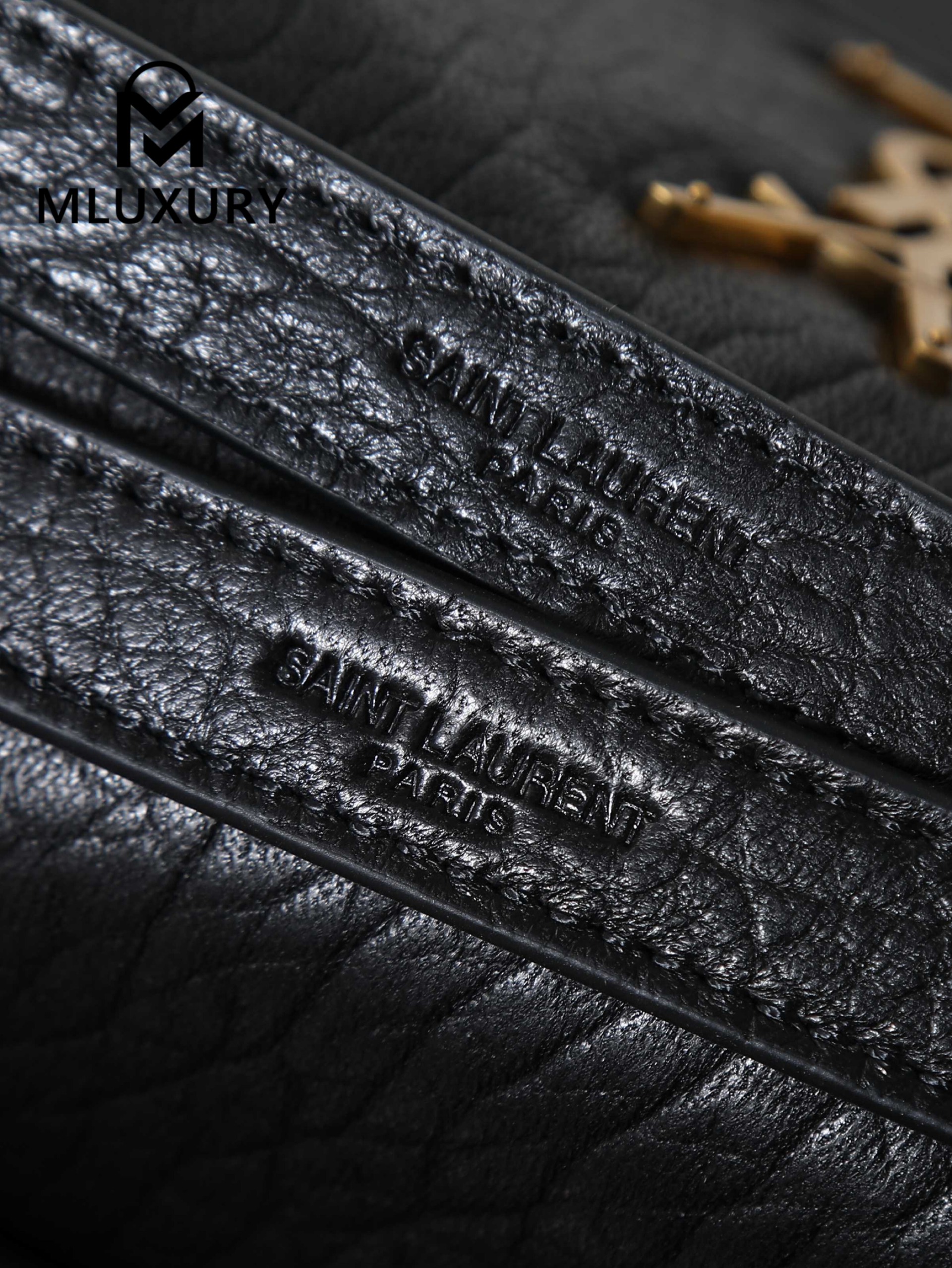 YSL Black Elephant Print with Gold Hardware, 22cm