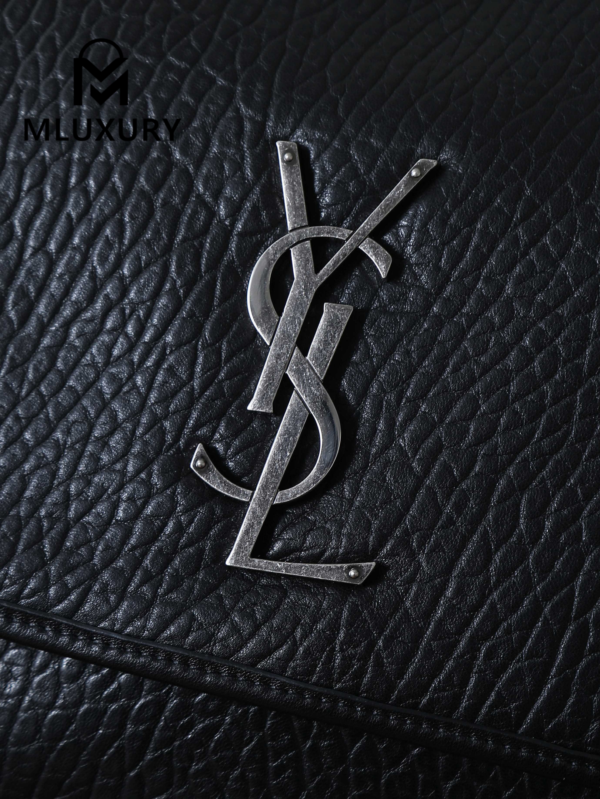 YSL Black Elephant Pattern with Silver Buckle · 47cm