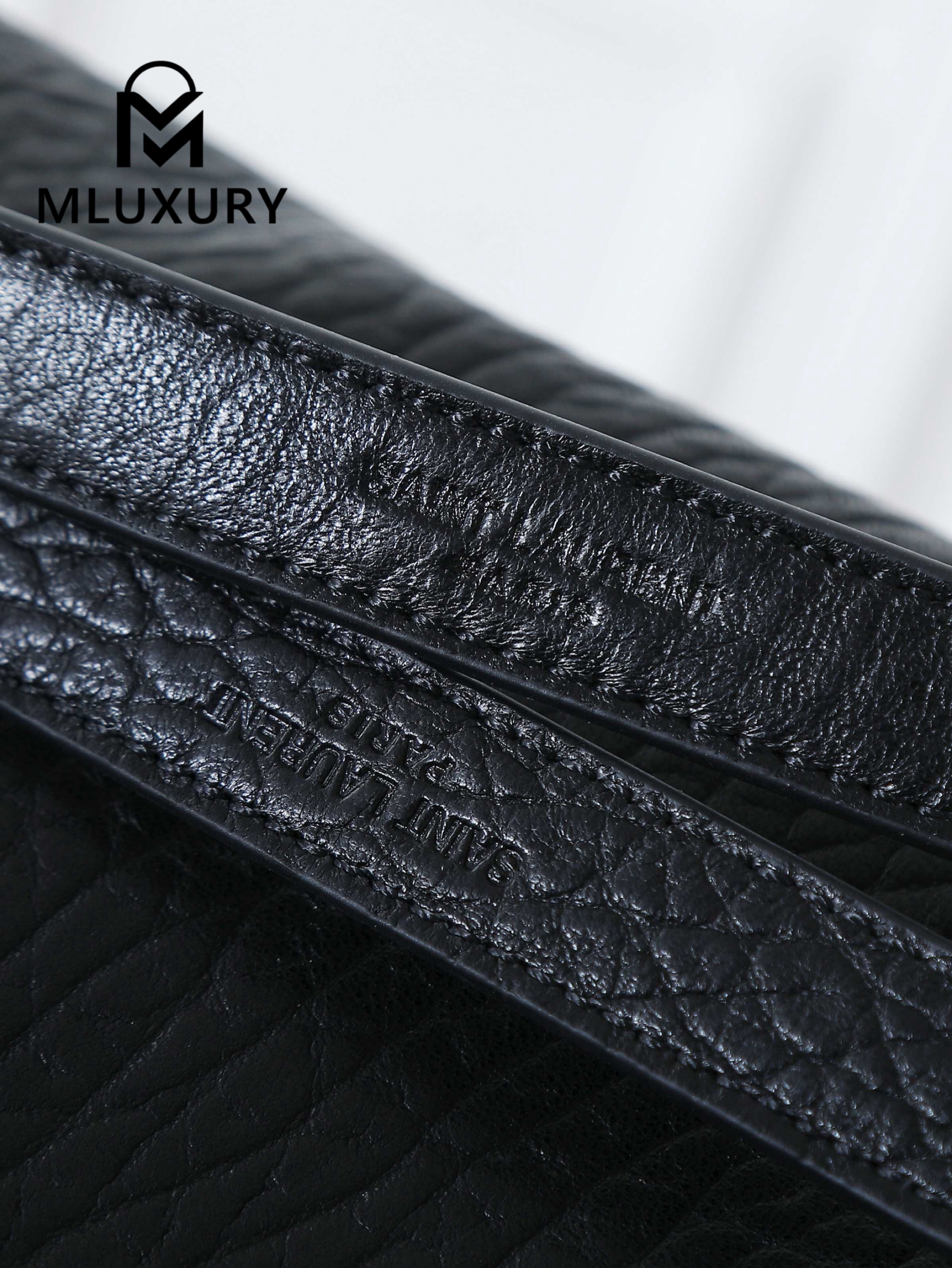 YSL Black Elephant Pattern with Silver Buckle · 47cm