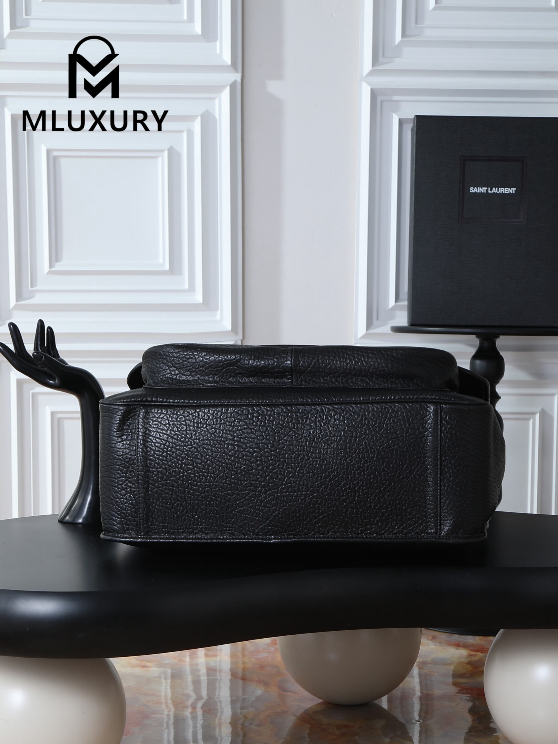 YSL Black Elephant Pattern with Silver Buckle · 47cm