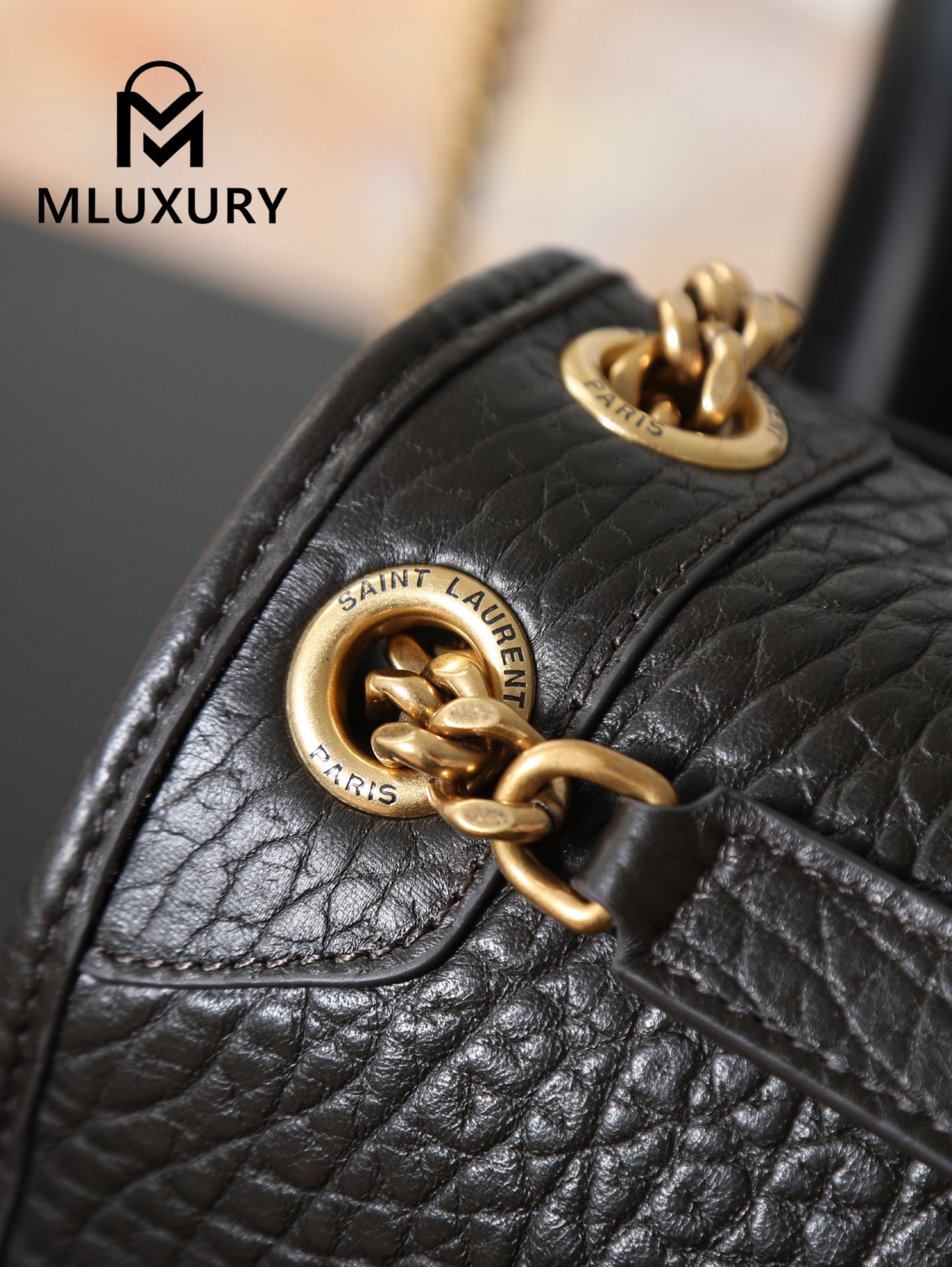 YSL Green Elephant Print with Gold Hardware, 28cm