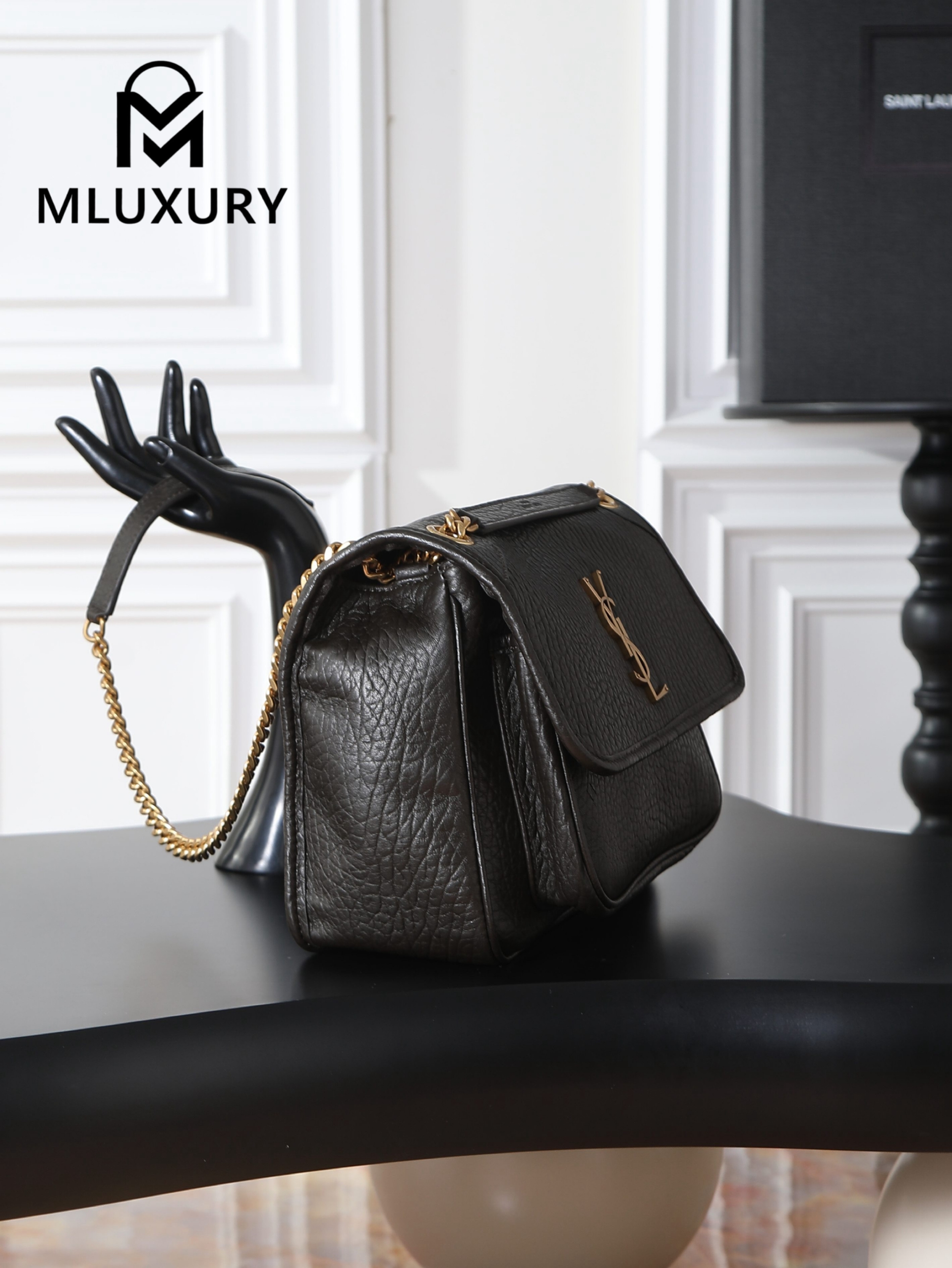 YSL Green Elephant Print with Gold Hardware, 28cm