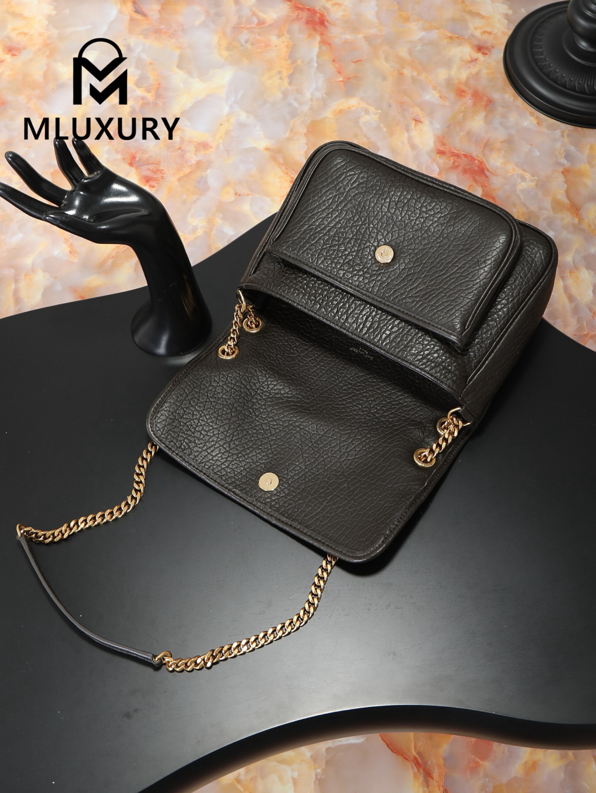 YSL Green Elephant Print with Gold Hardware, 28cm