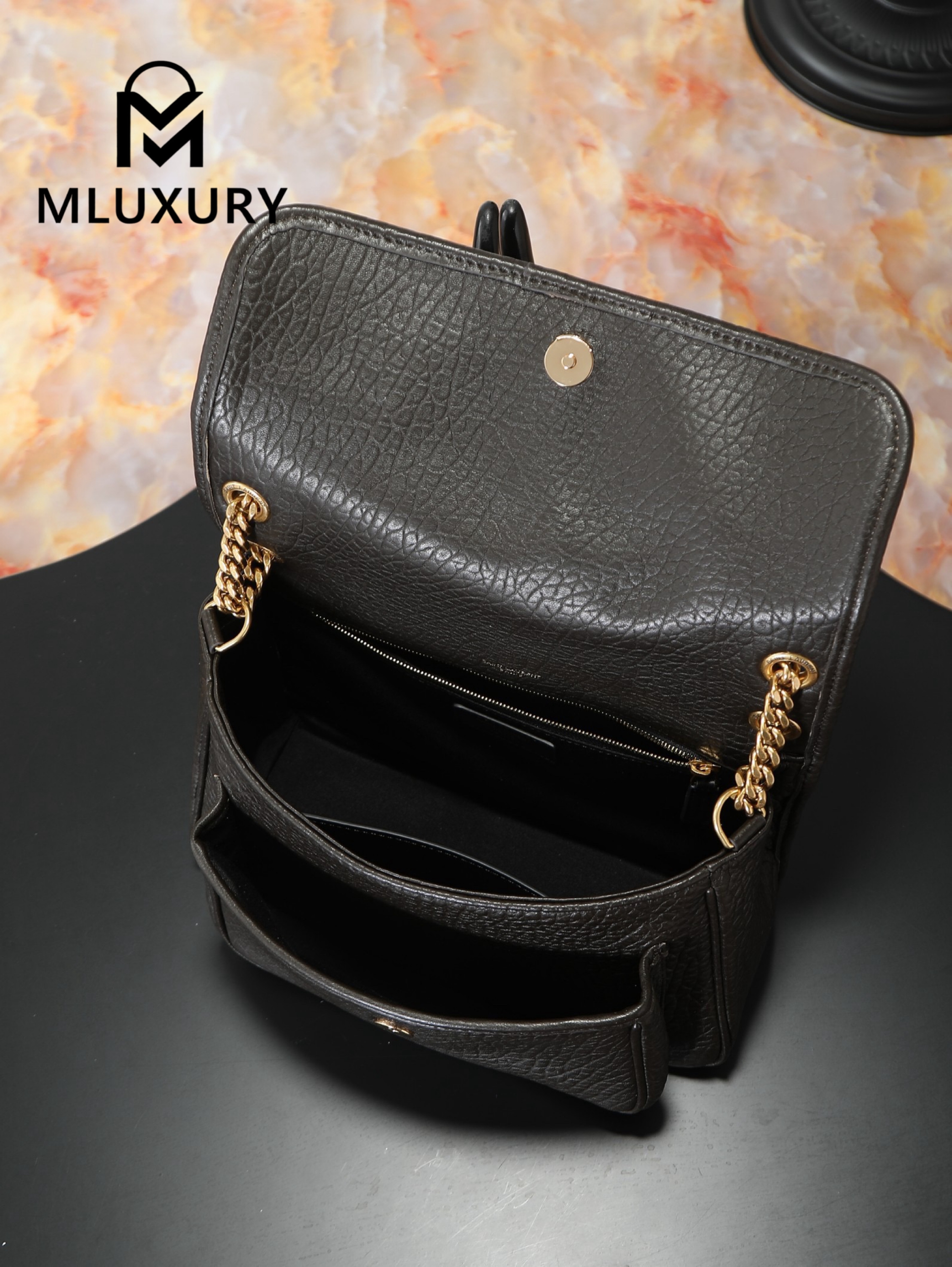 YSL Green Elephant Print with Gold Hardware, 28cm