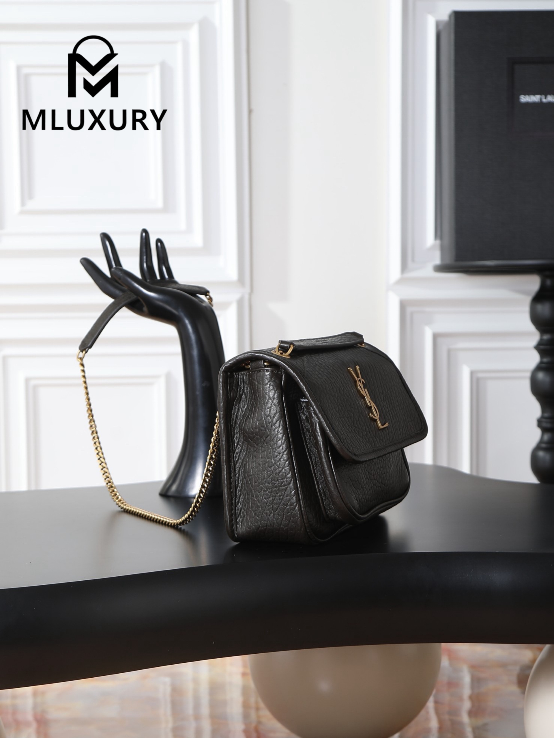 YSL Niki Green Elephant Print with Gold Hardware, 22cm