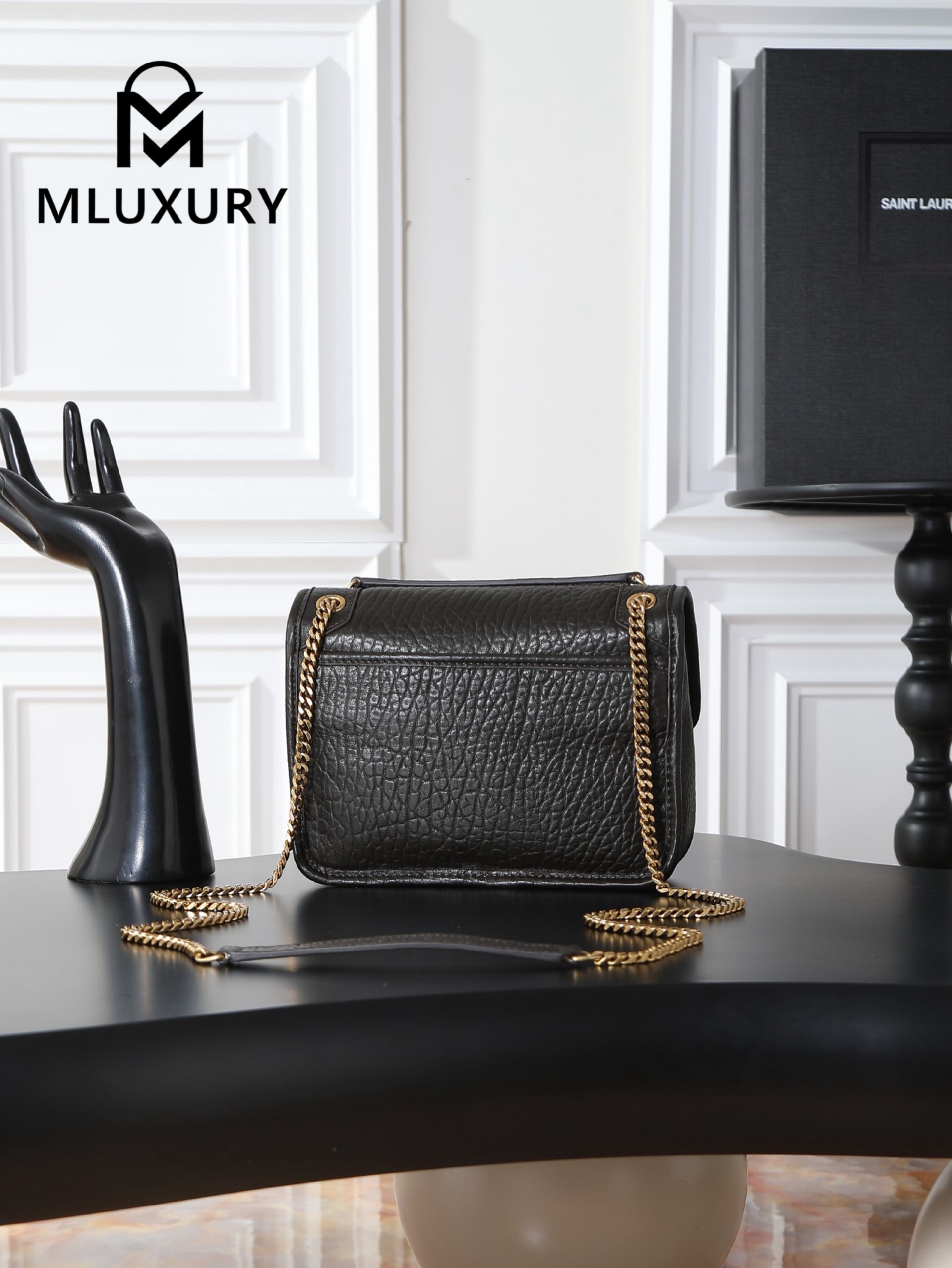 YSL Niki Green Elephant Print with Gold Hardware, 22cm