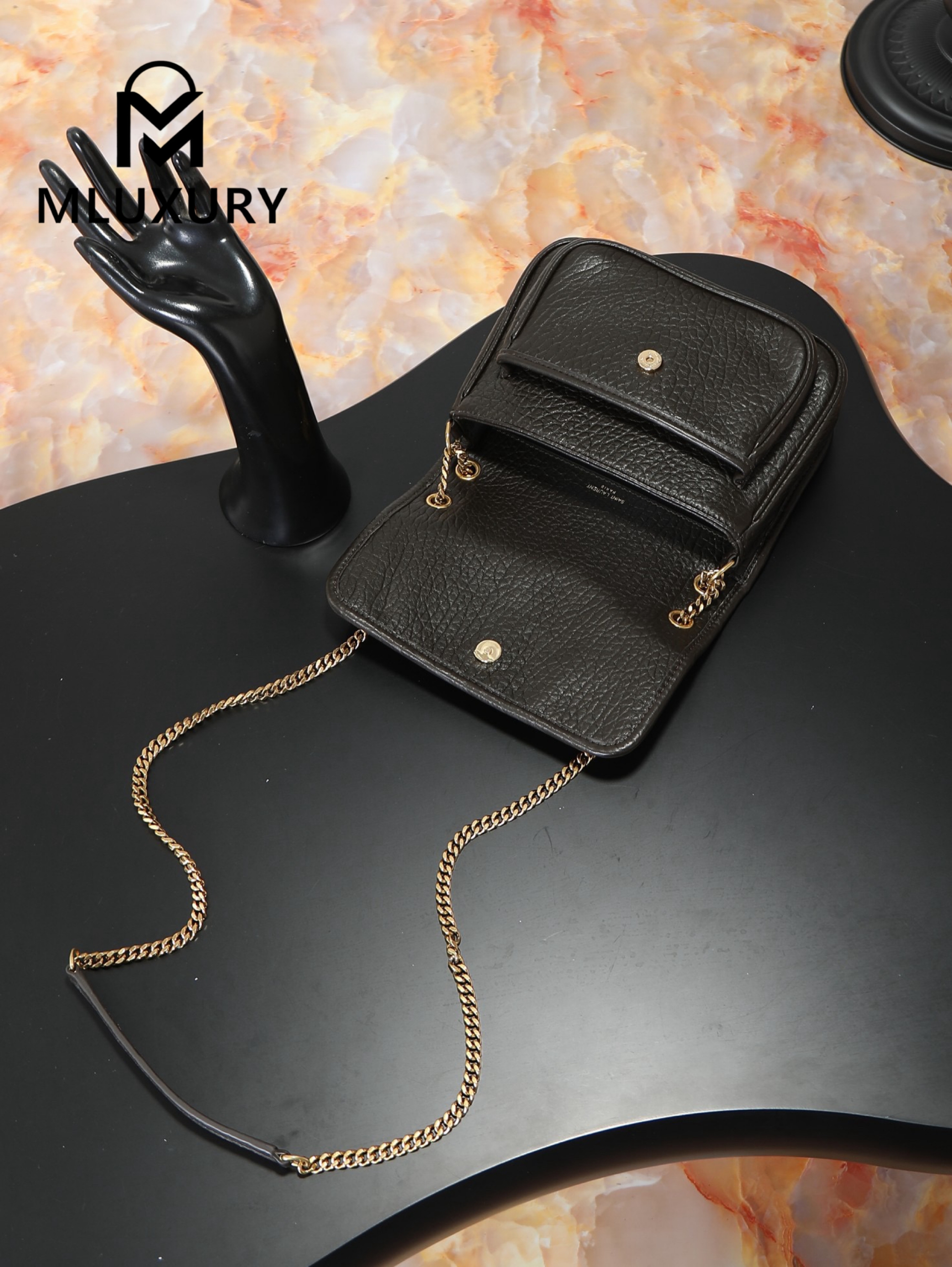 YSL Niki Green Elephant Print with Gold Hardware, 22cm