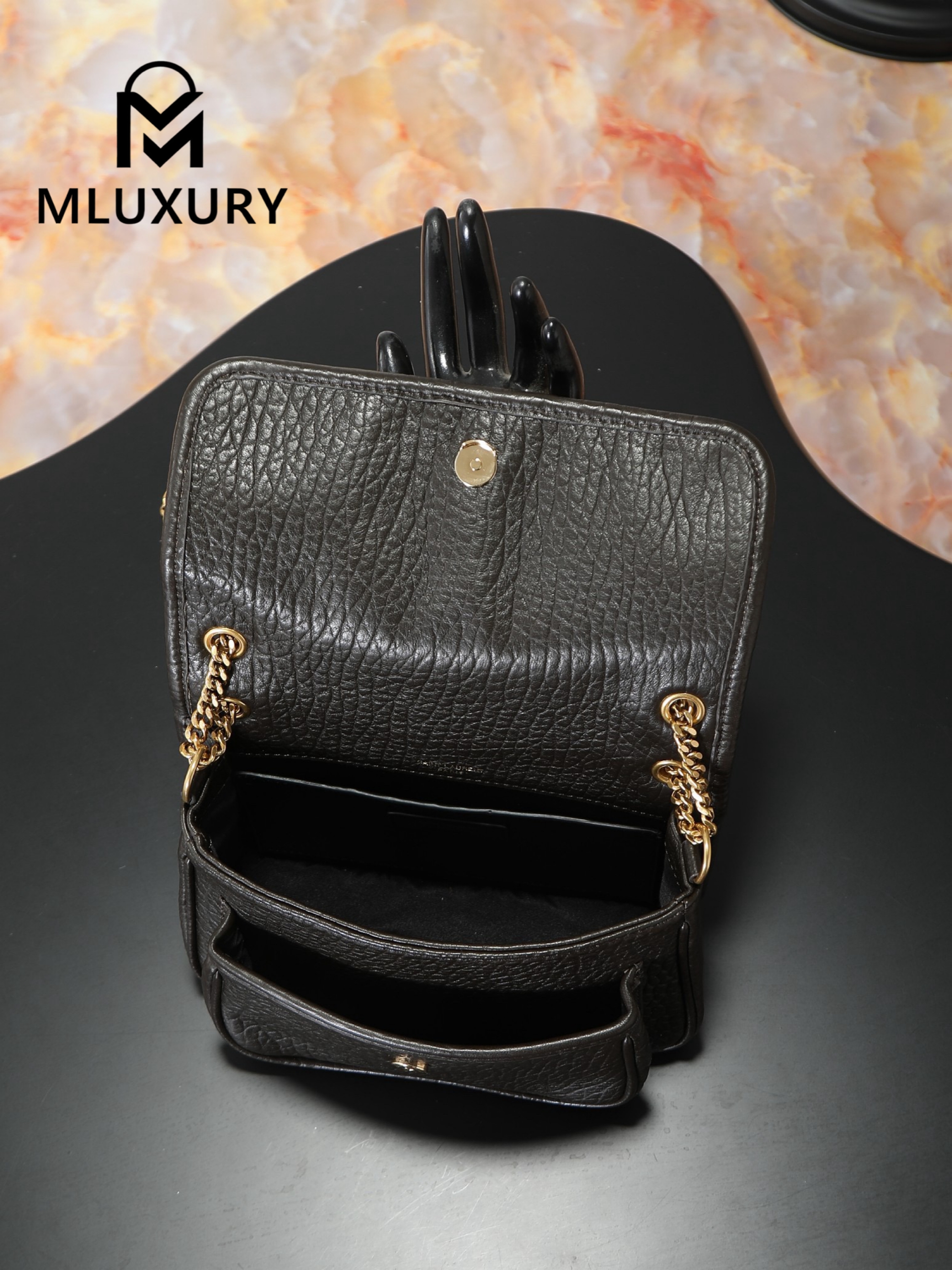 YSL Niki Green Elephant Print with Gold Hardware, 22cm