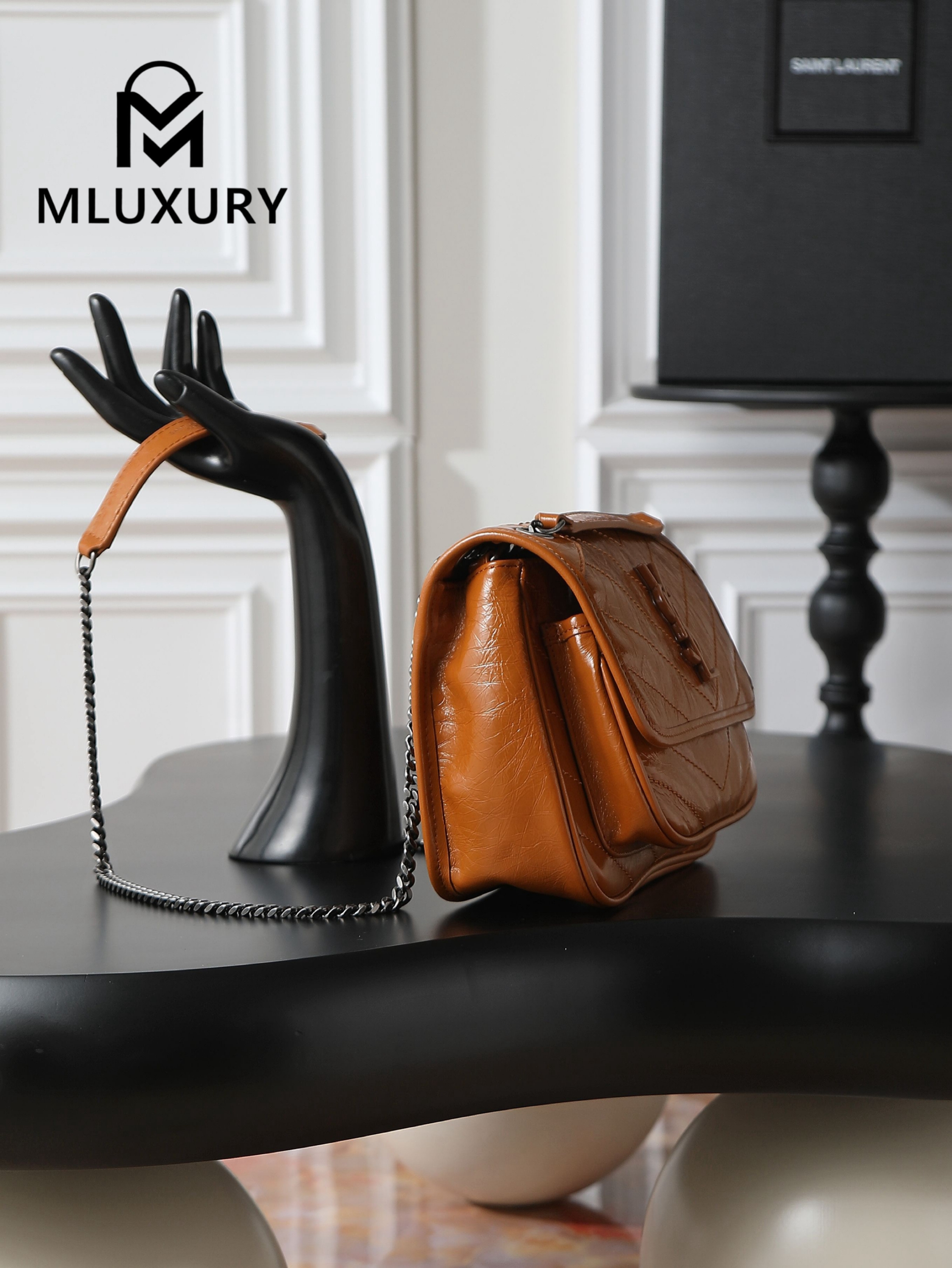 YSL Niki Tan Oil-Wax Leather · 22cm