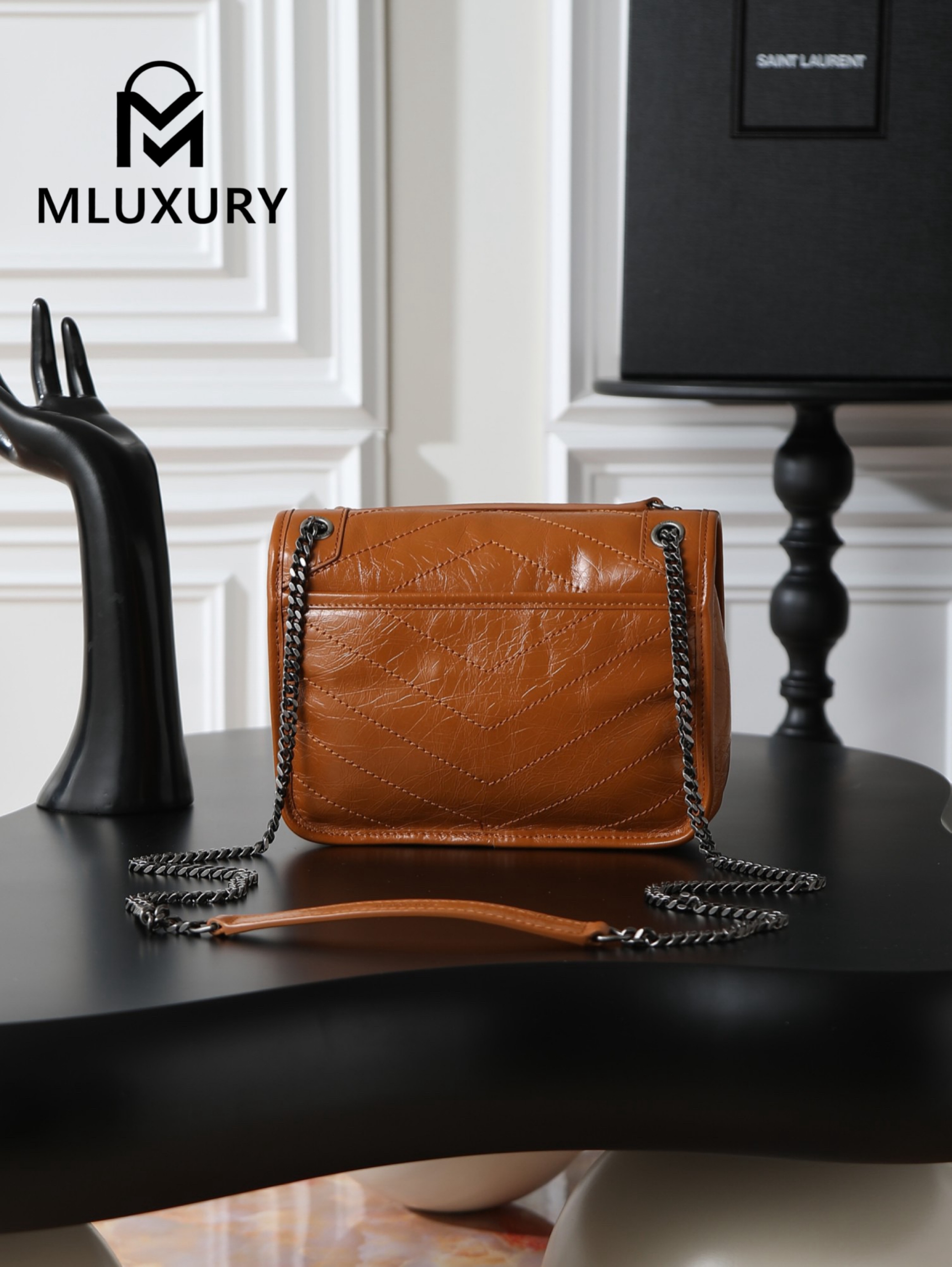YSL Niki Tan Oil-Wax Leather · 22cm