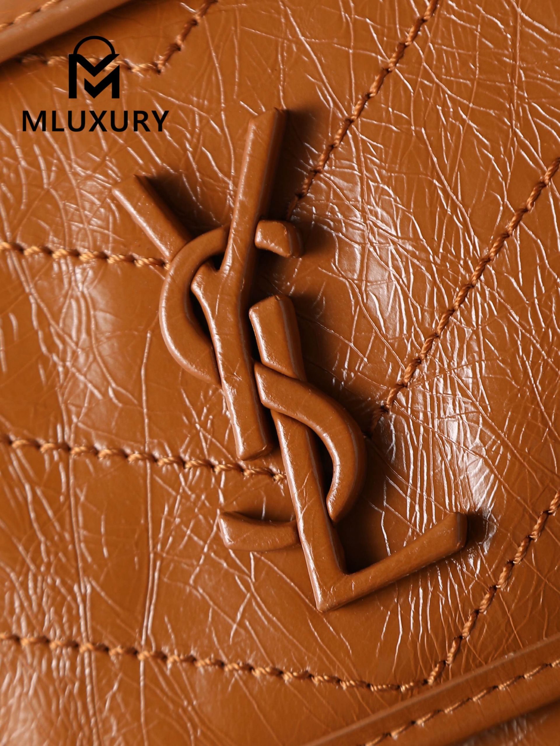 YSL Niki Tan Oil-Wax Leather · 22cm