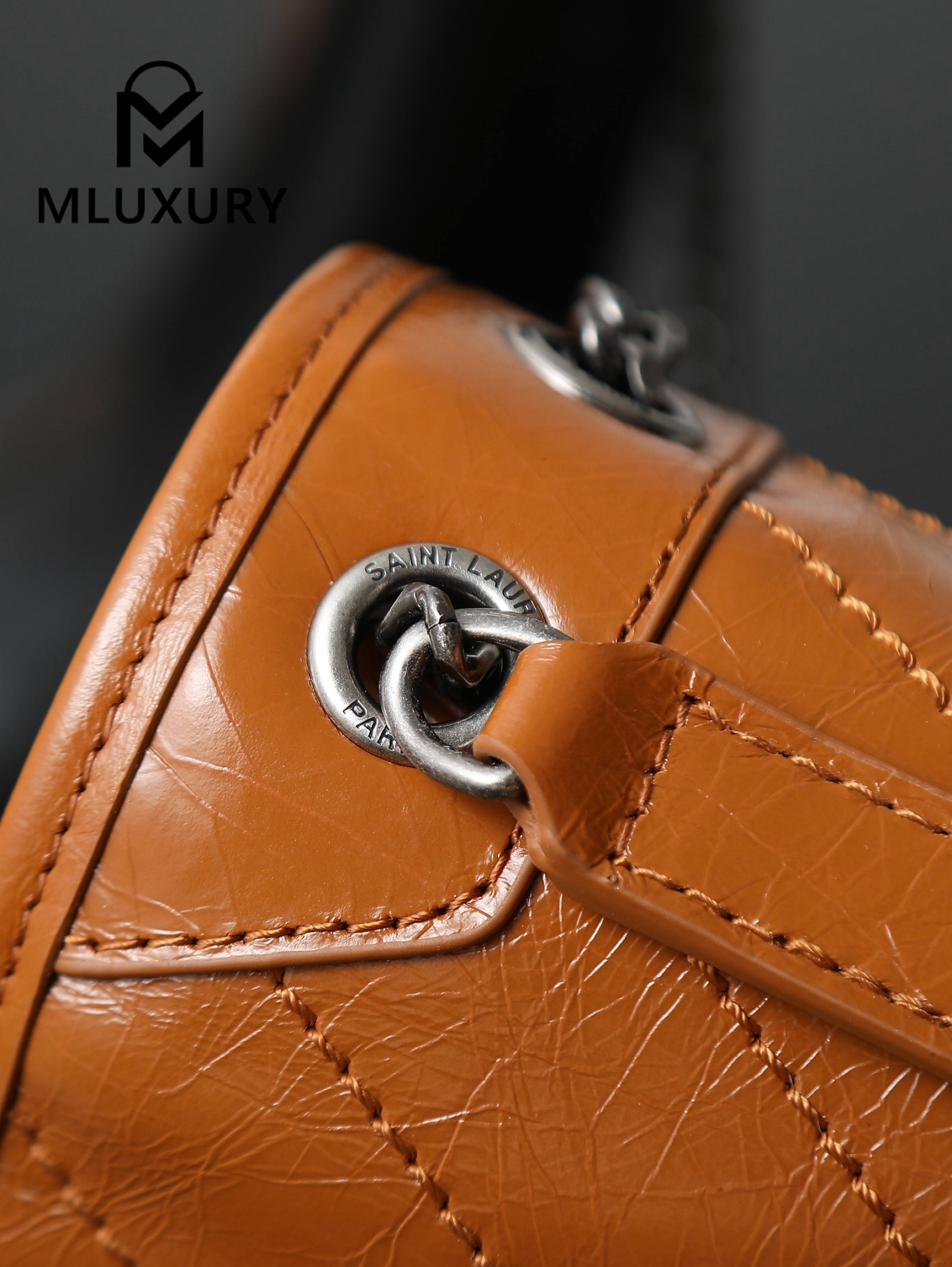 YSL Niki Tan Oil-Wax Leather · 22cm