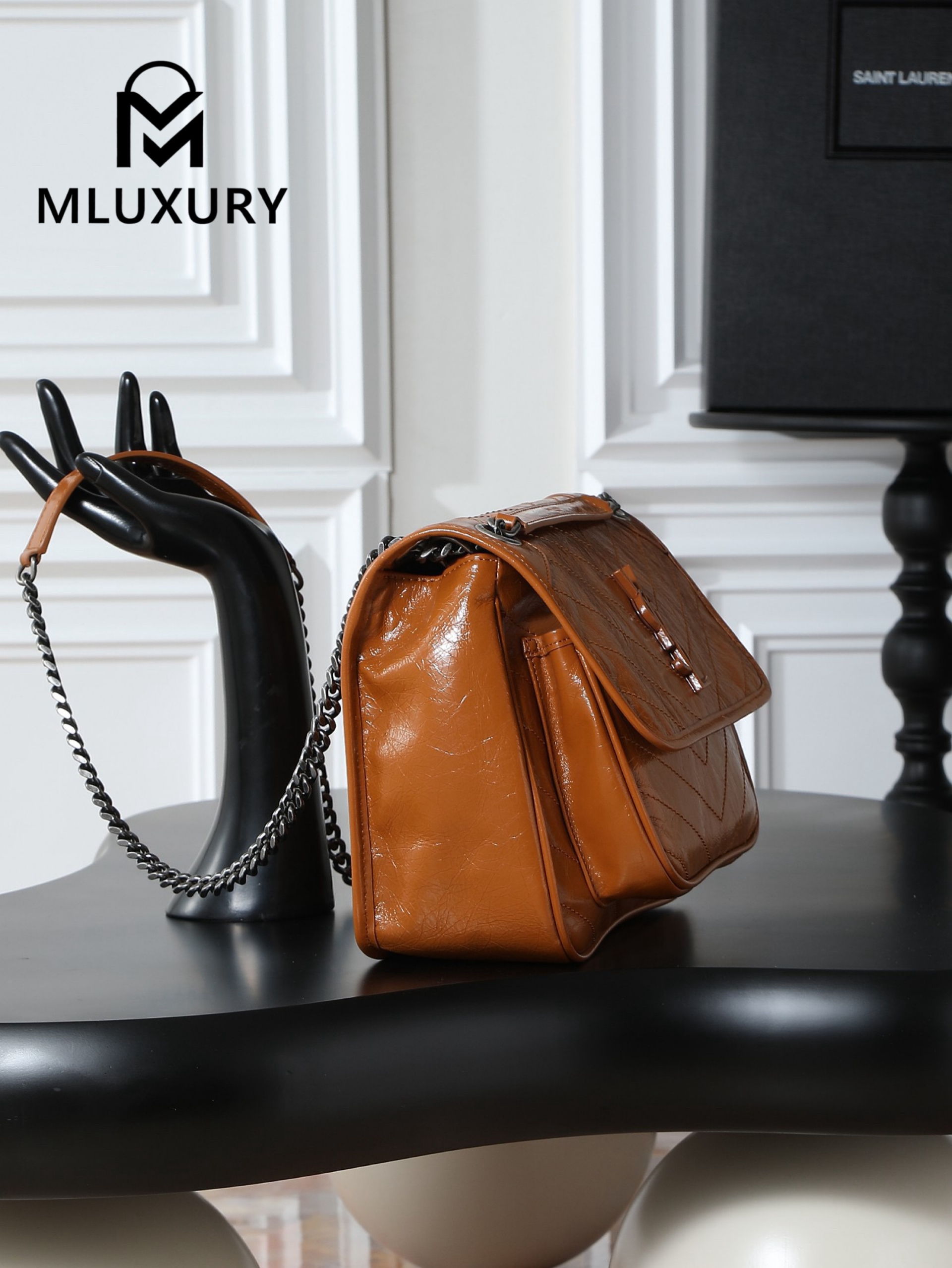 YSL Niki Tan Waxed Leather, 28cm