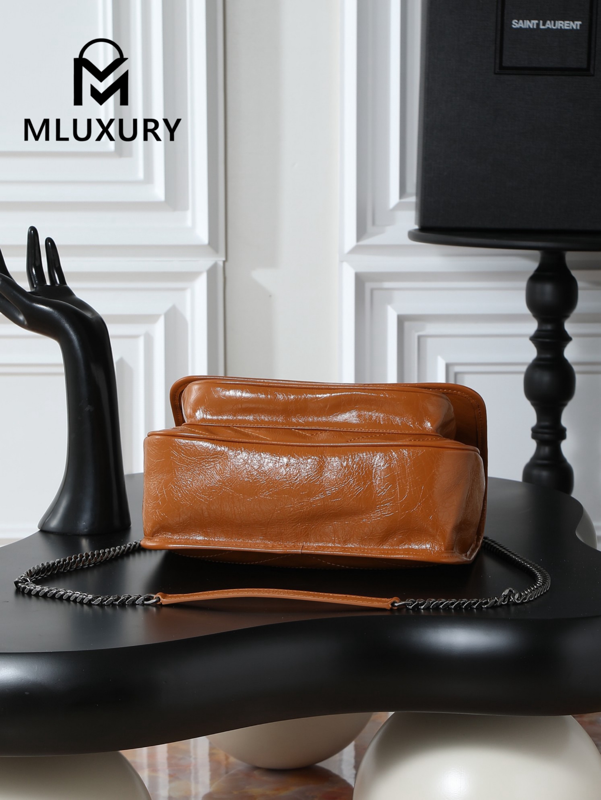YSL Niki Tan Waxed Leather, 28cm