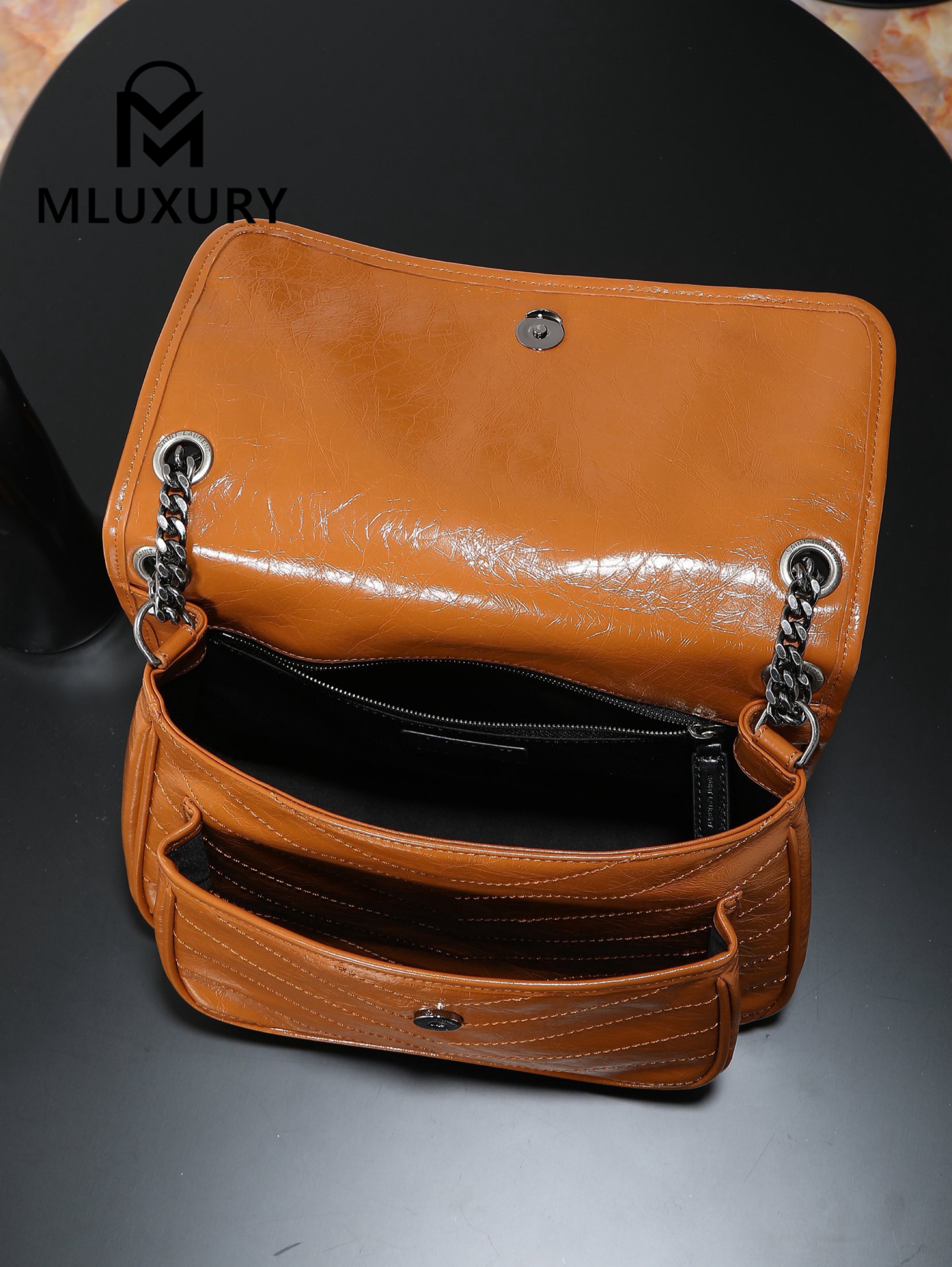 YSL Niki Tan Waxed Leather, 28cm