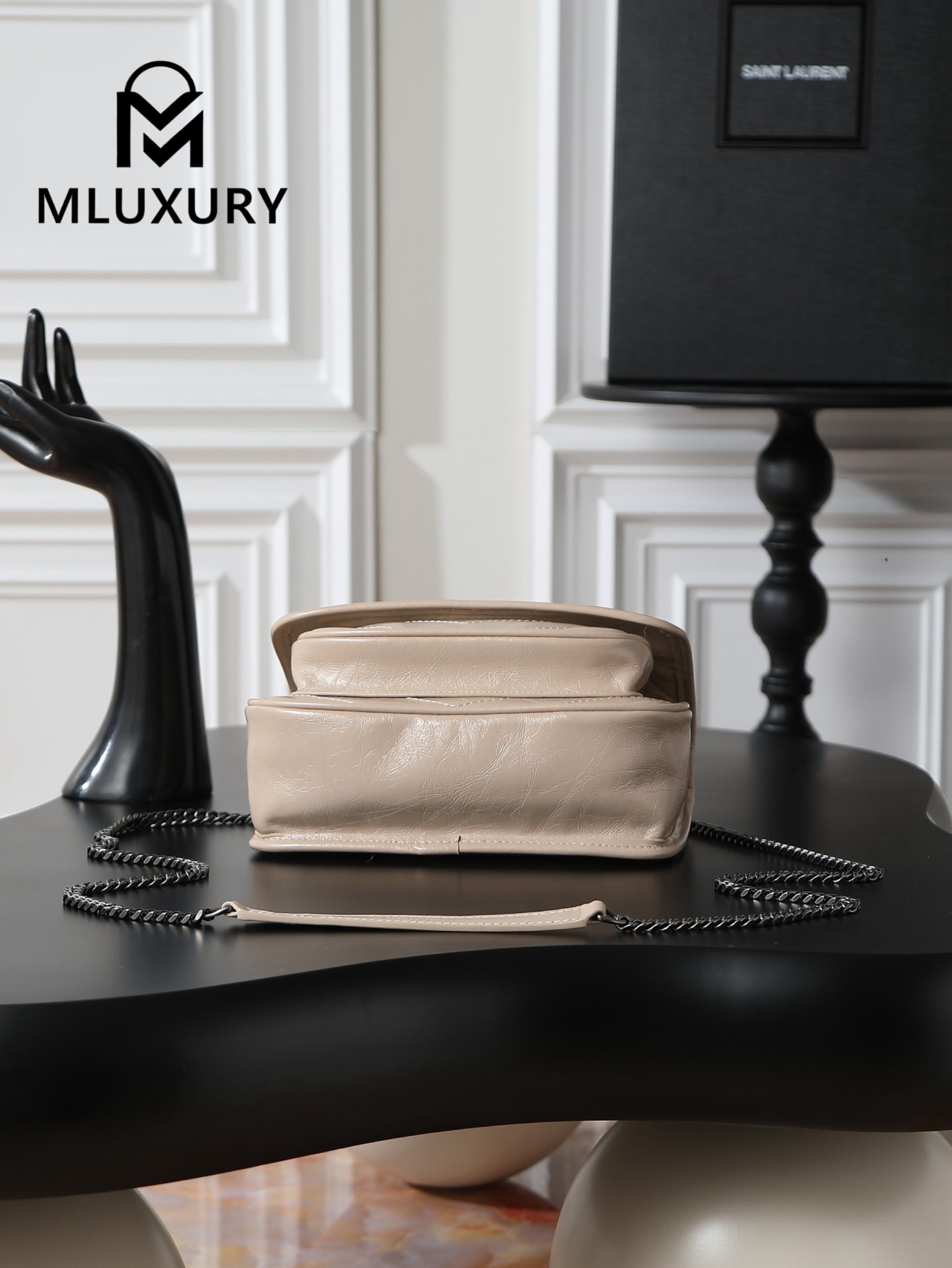 YSL Niki Milk Tea Color Oil-Waxed Leather · 22cm