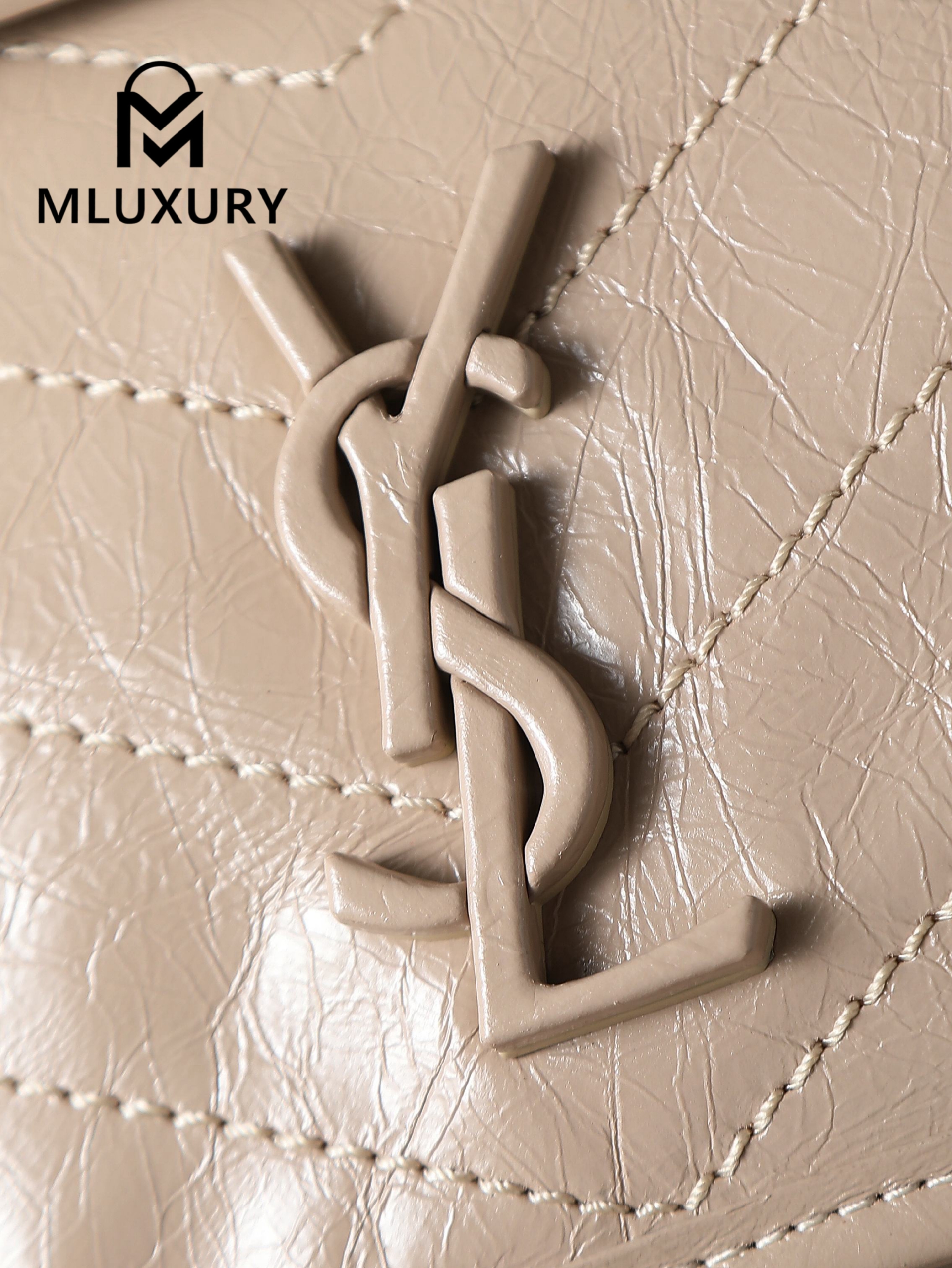 YSL Niki Milk Tea Color Oil-Waxed Leather · 22cm