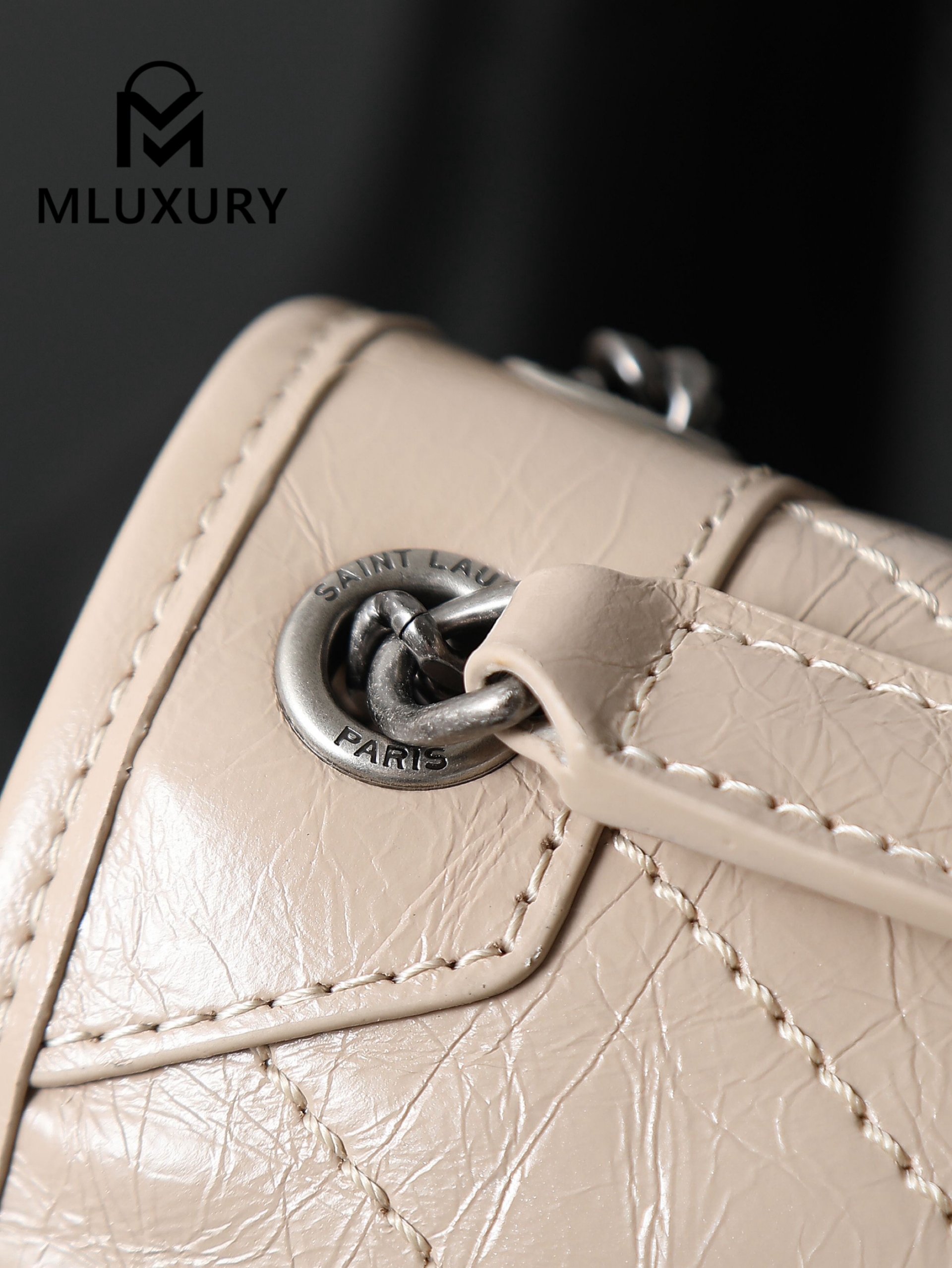YSL Niki Milk Tea Color Oil-Waxed Leather · 22cm