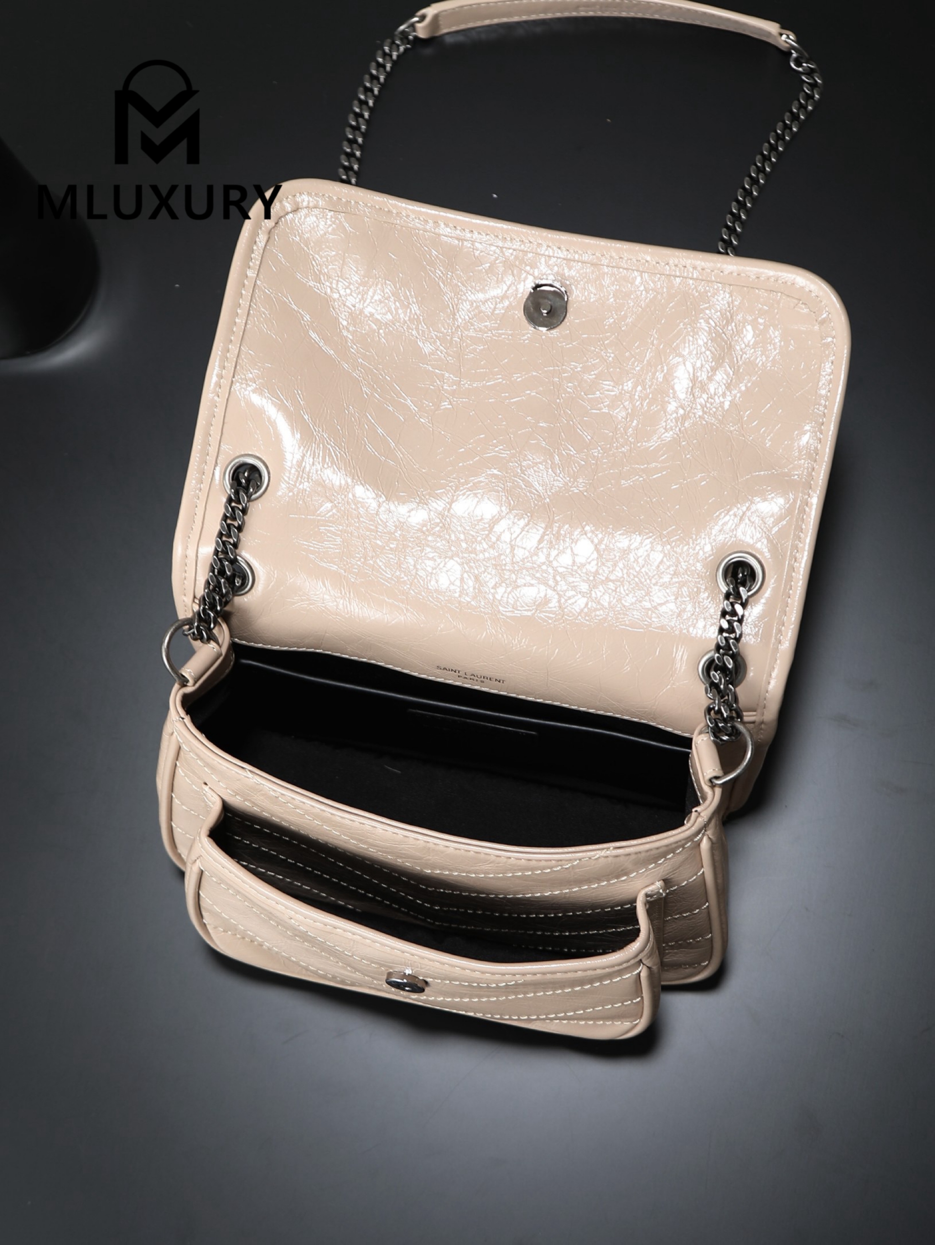 YSL Niki Milk Tea Color Oil-Waxed Leather · 22cm