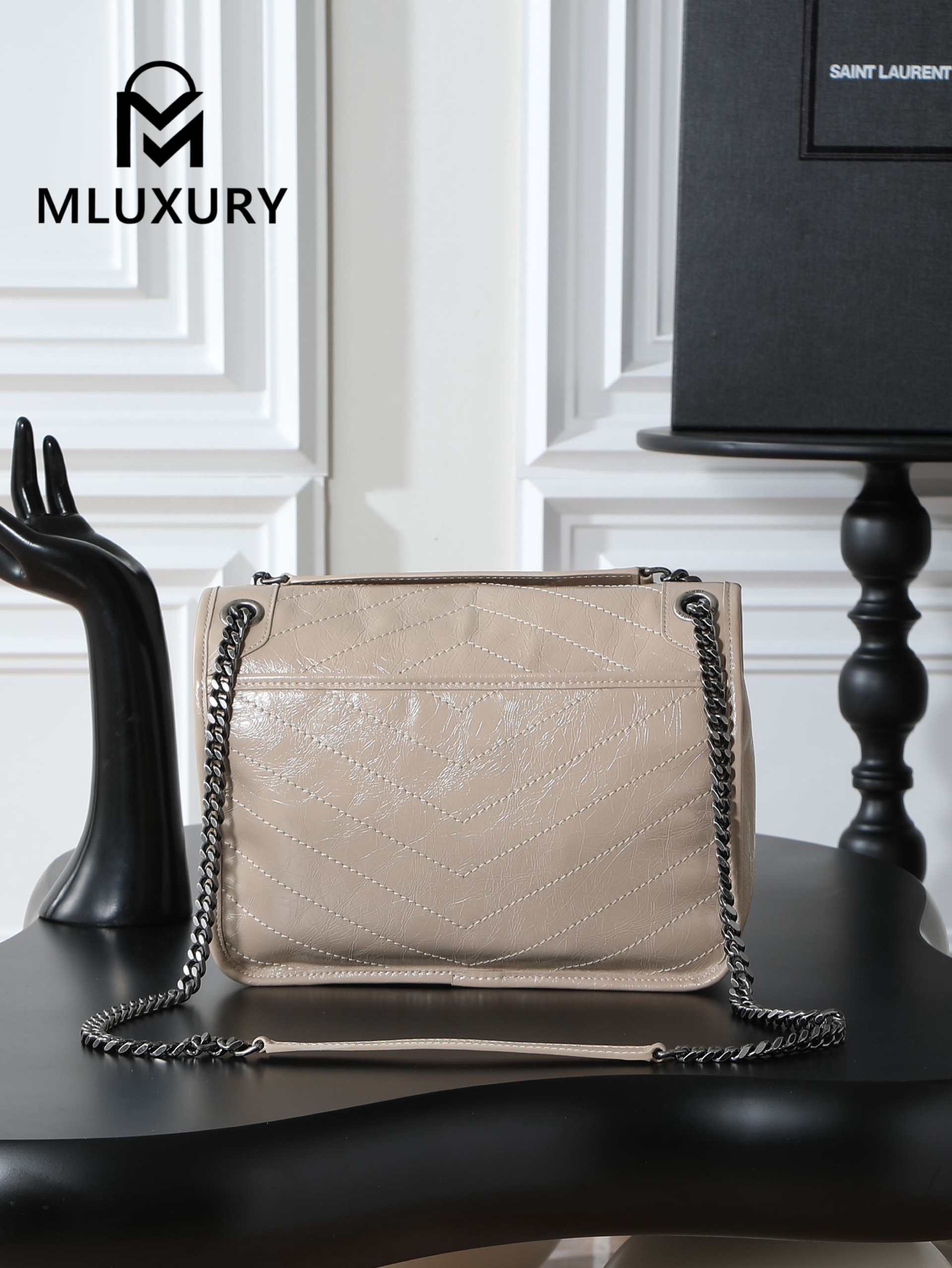 YSL Niki (Milk Tea Color) Oil-Waxed Leather, 28cm