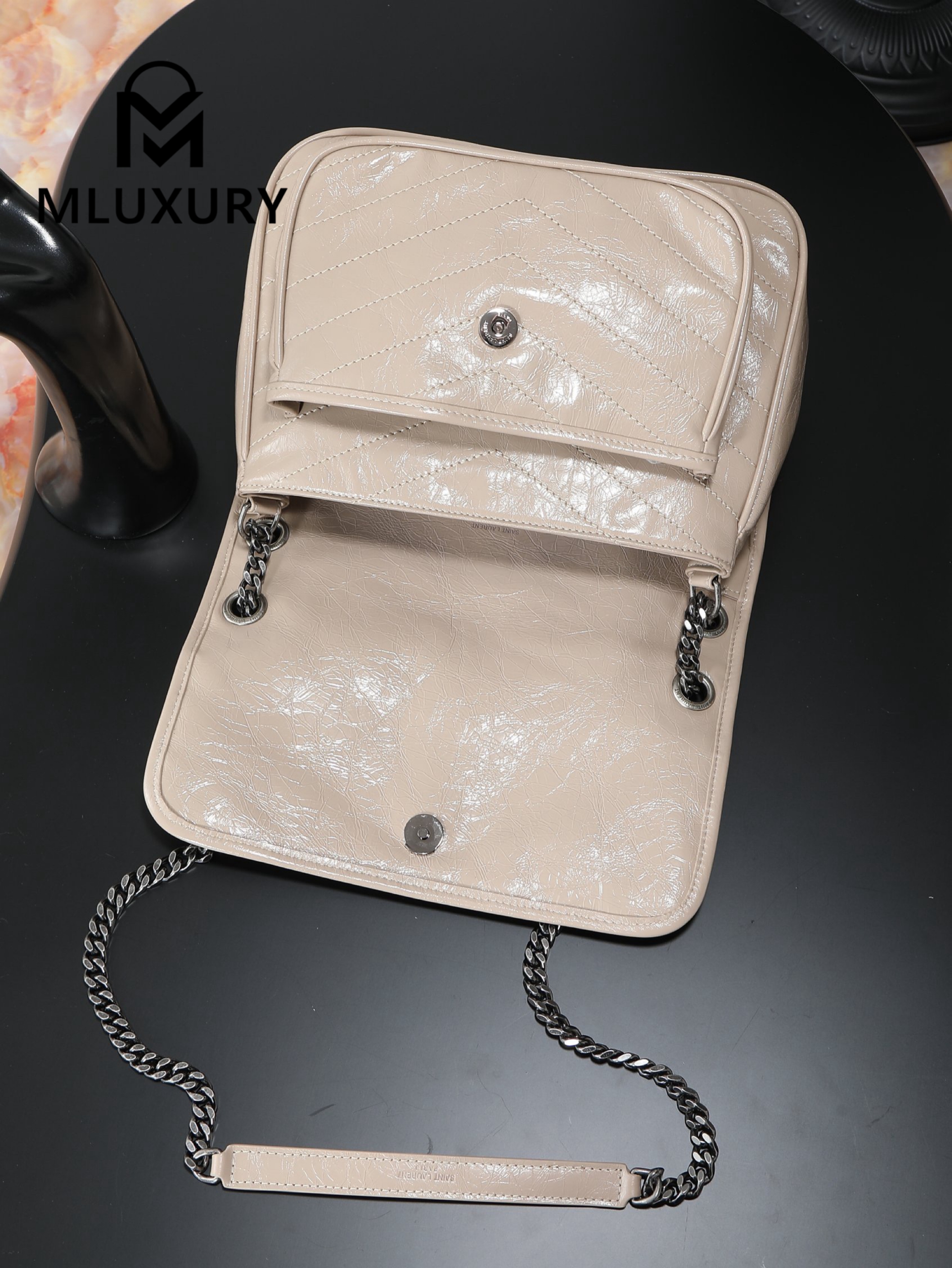 YSL Niki (Milk Tea Color) Oil-Waxed Leather, 28cm