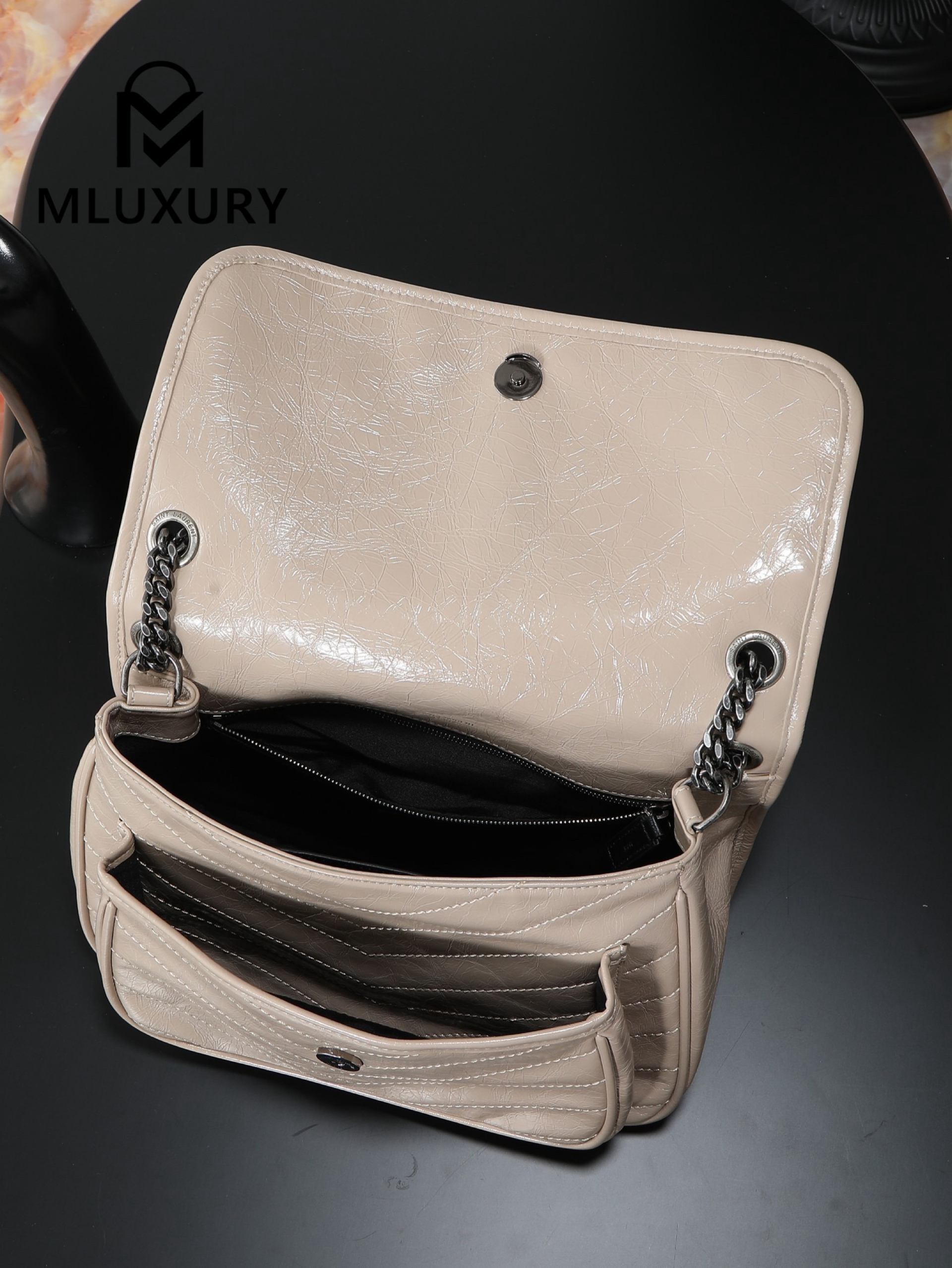 YSL Niki (Milk Tea Color) Oil-Waxed Leather, 28cm