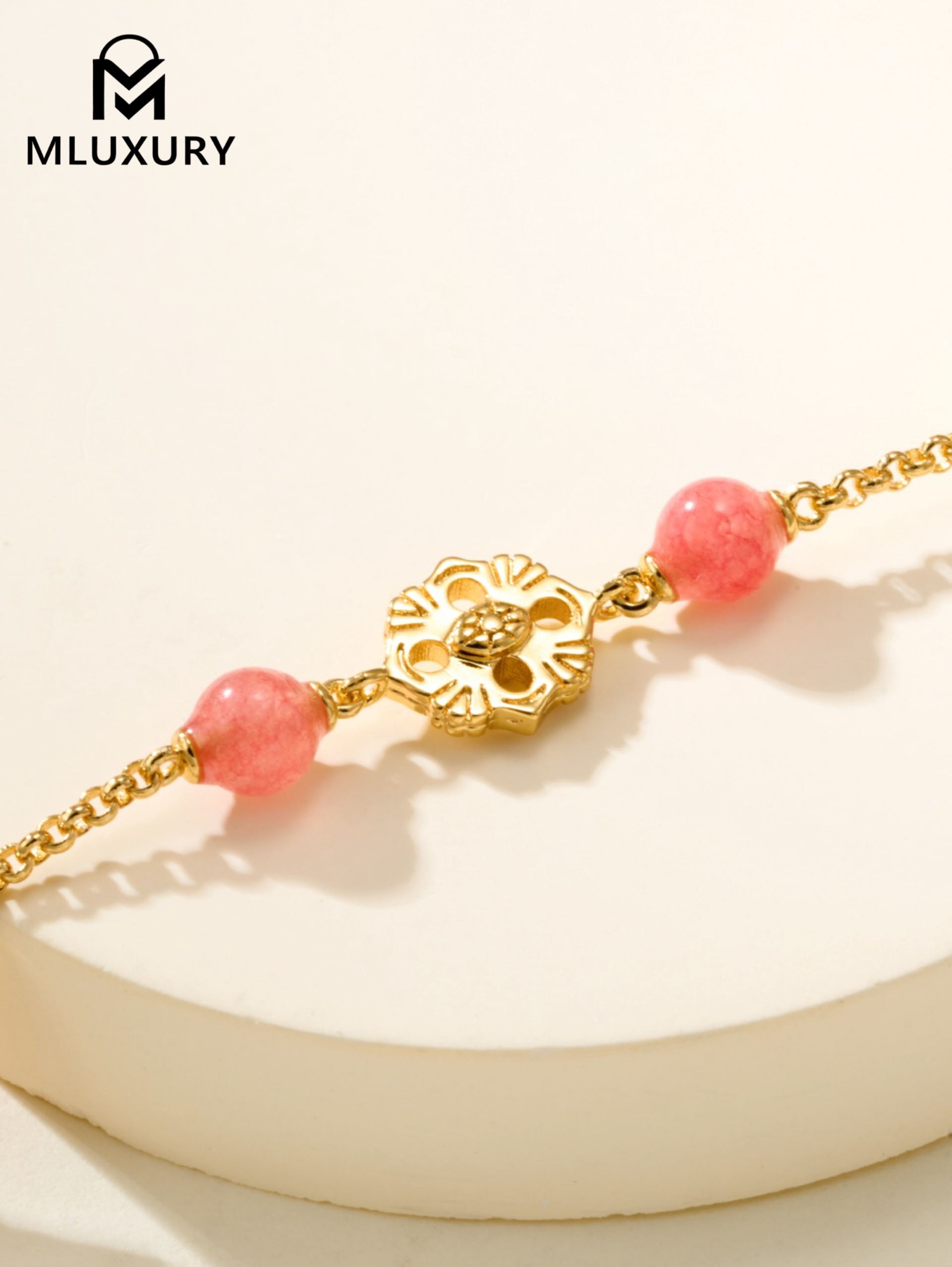 Buccellatibe Rhodochrosite Three-Flower Bracelet (Small Size)