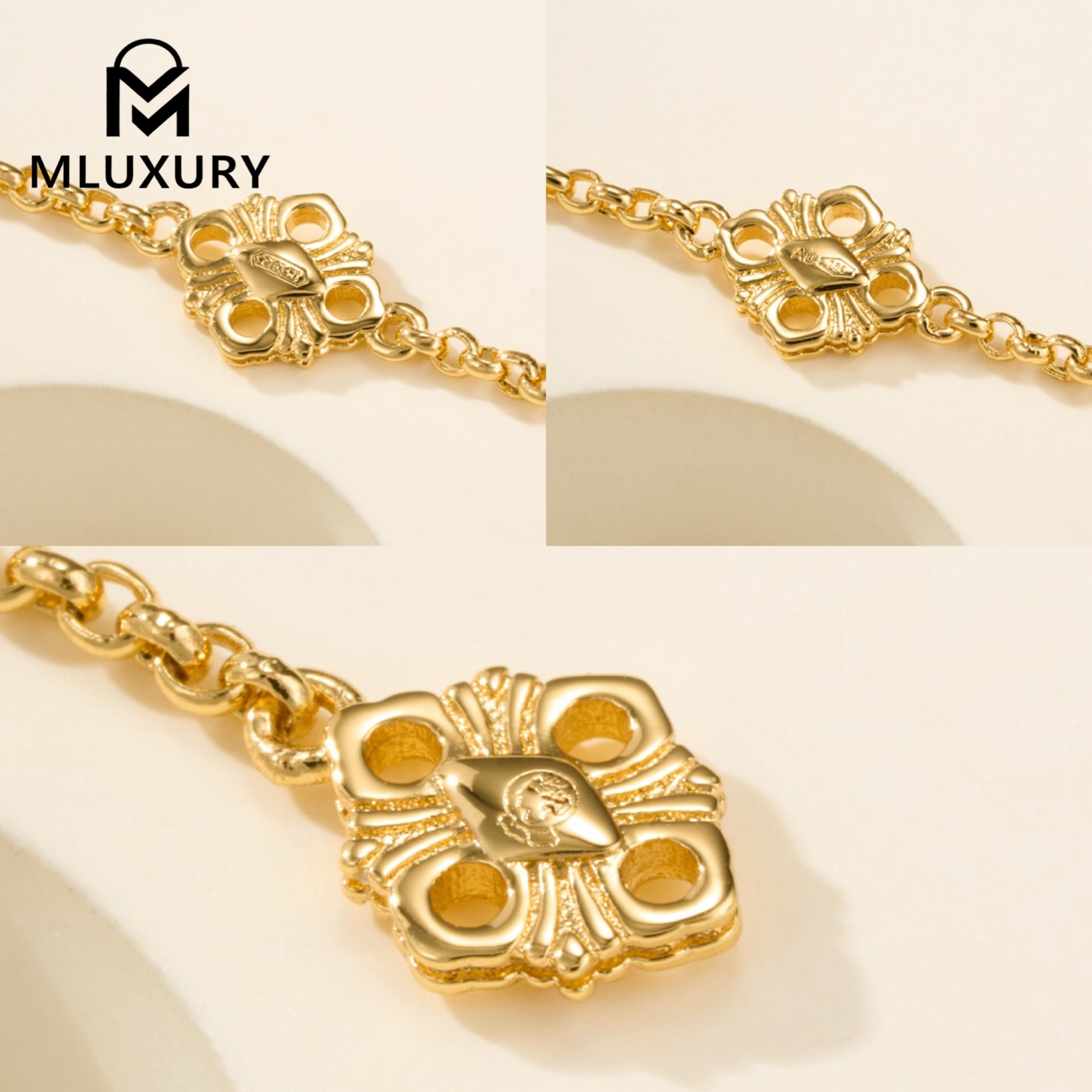 Buccellatibe Carnelian Three-Flower Bracelet (Small Size)