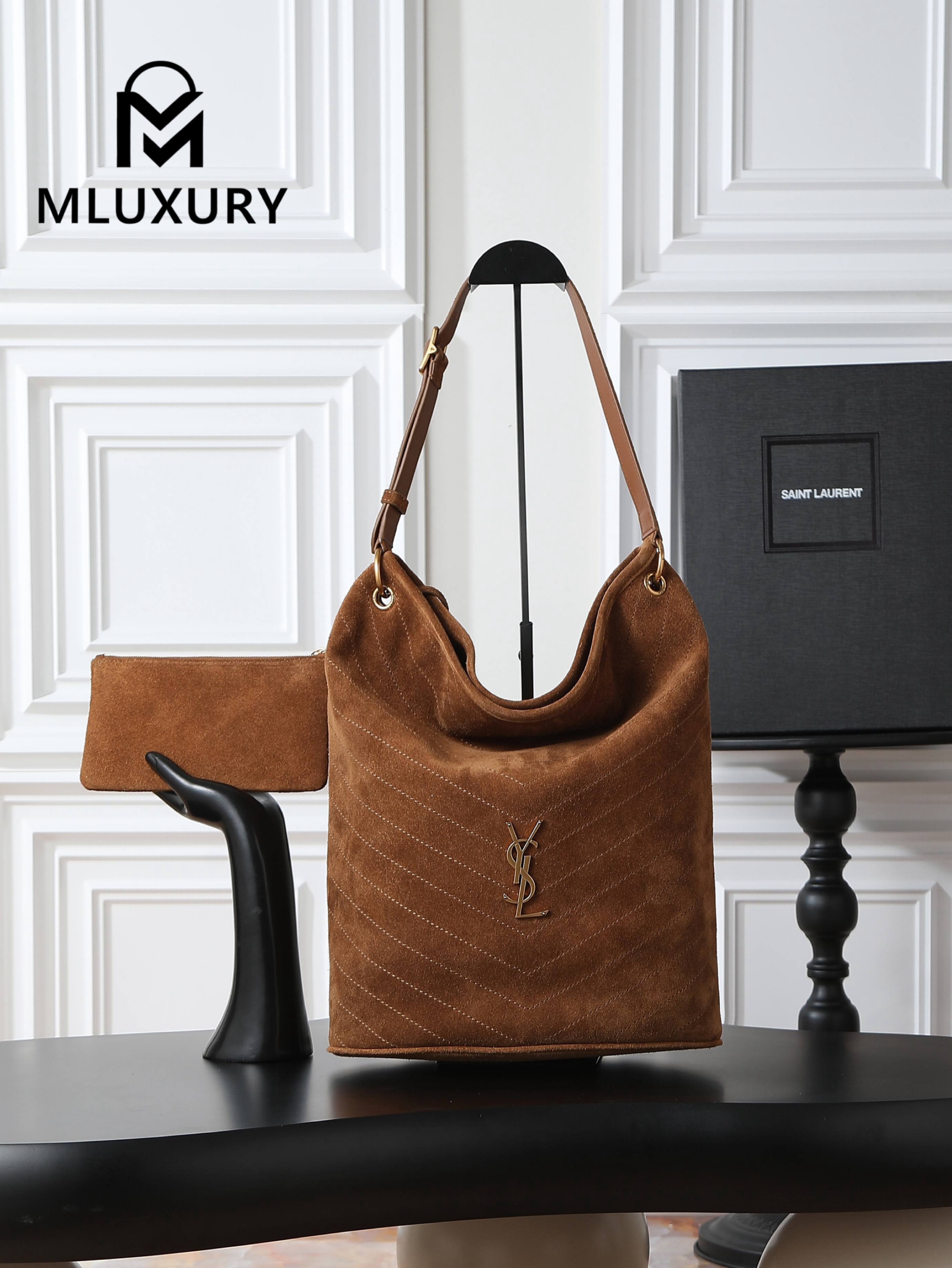 YSL Niki New Collection Suede Bucket Bag