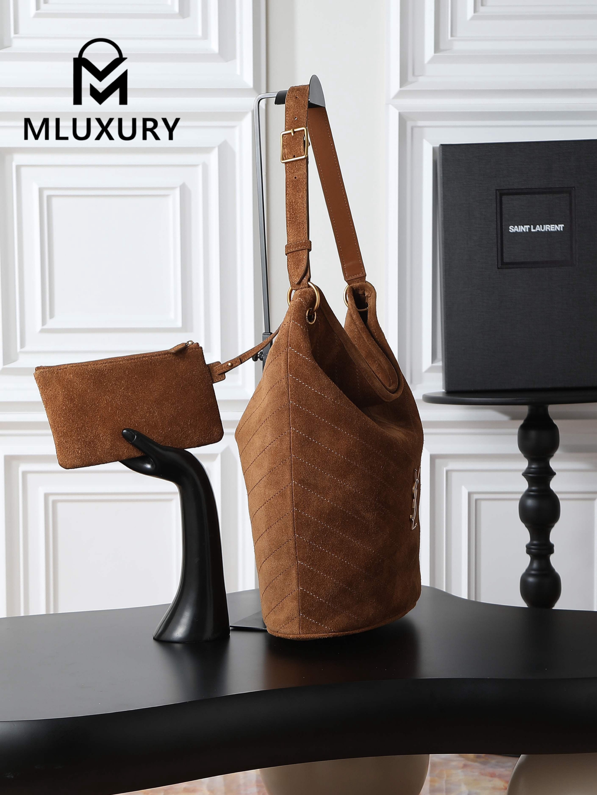 YSL Niki New Collection Suede Bucket Bag