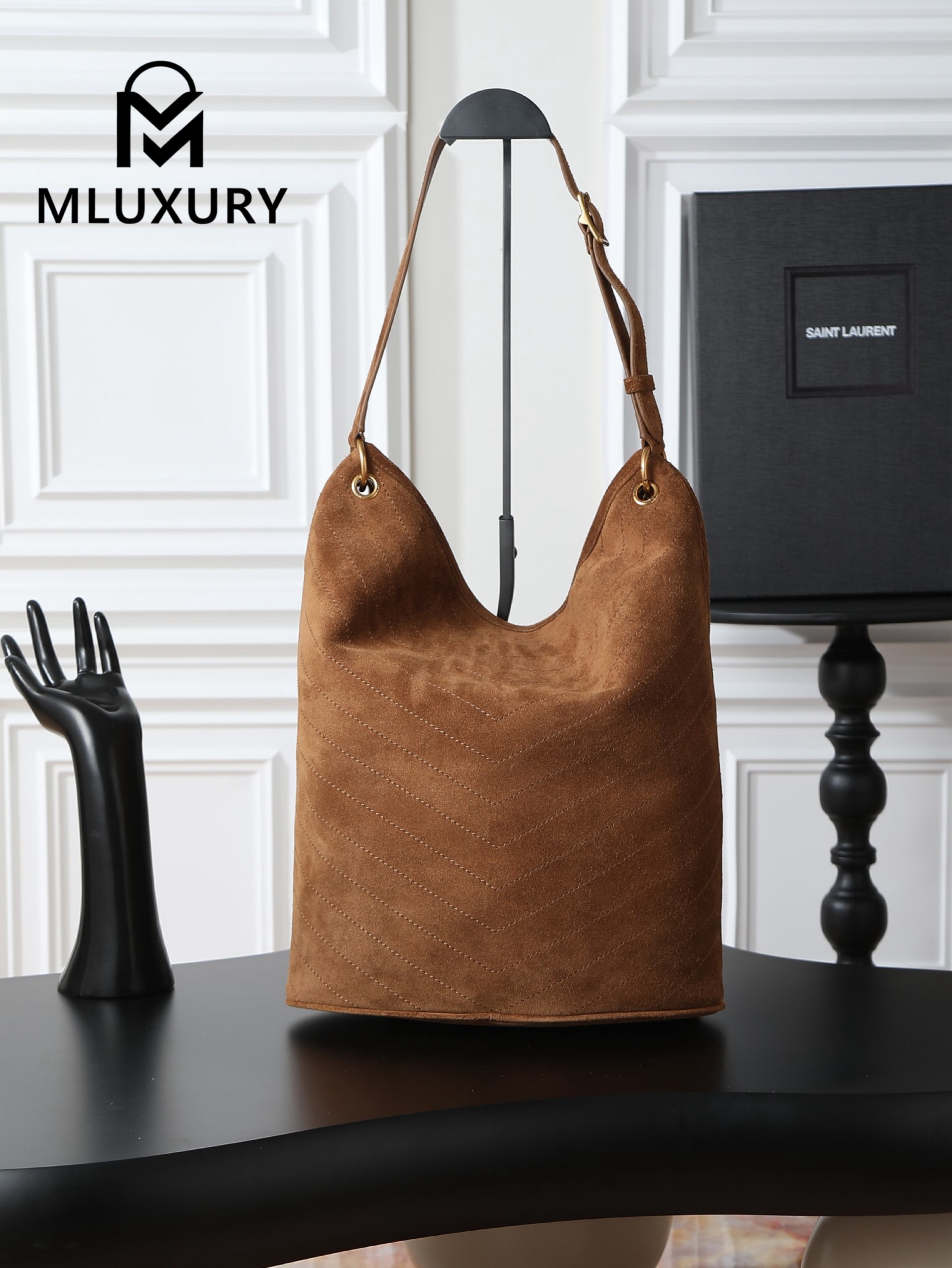 YSL Niki New Collection Suede Bucket Bag