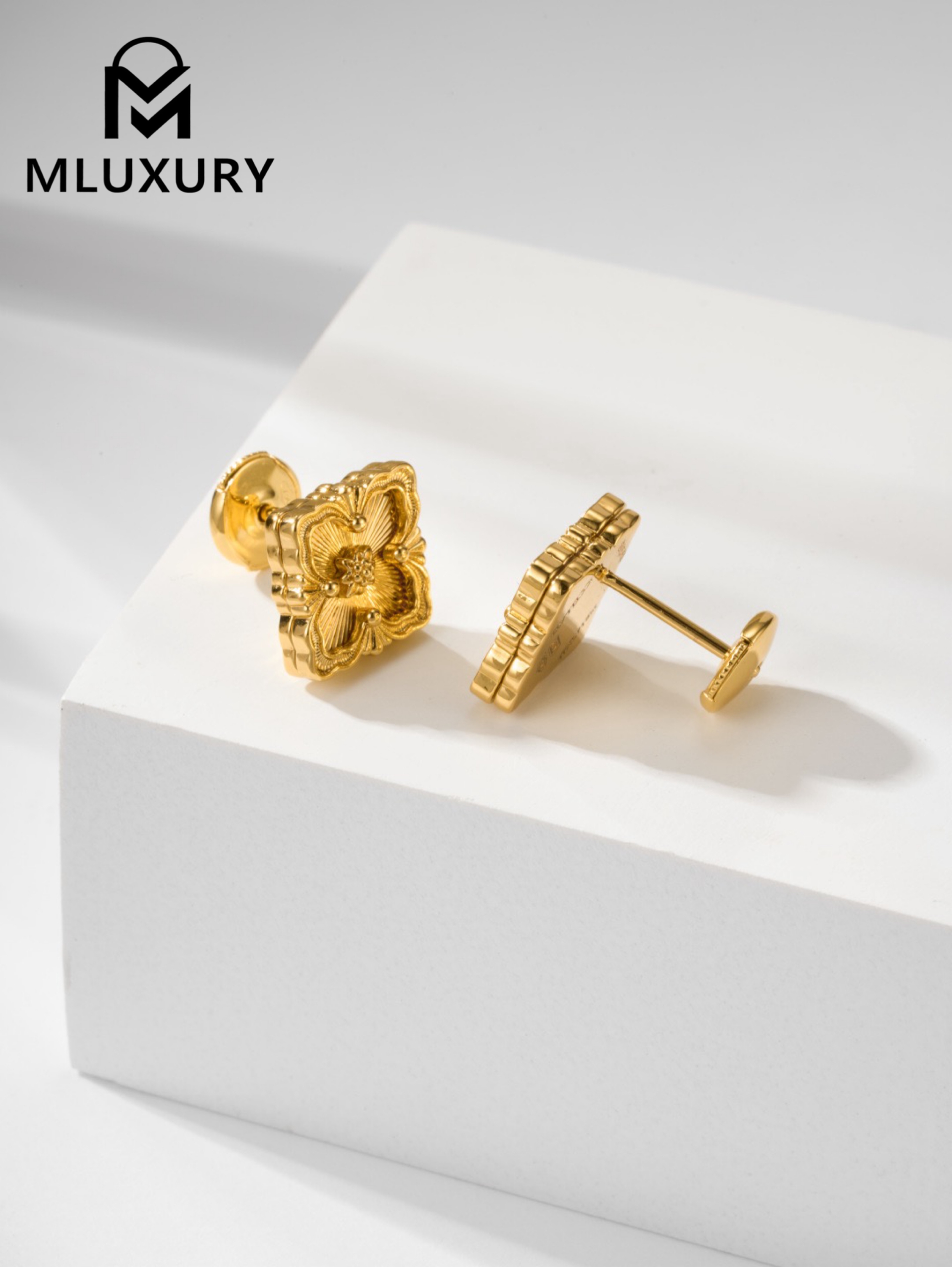 Buccellati Vintage Floral Opera Tulle Button Earrings (Small Stud Earrings)